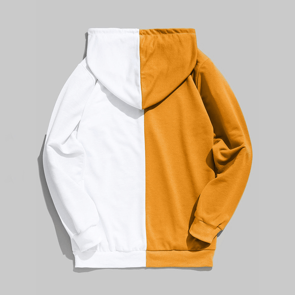 Solid Color Men'S Hooded Stitching Sweater