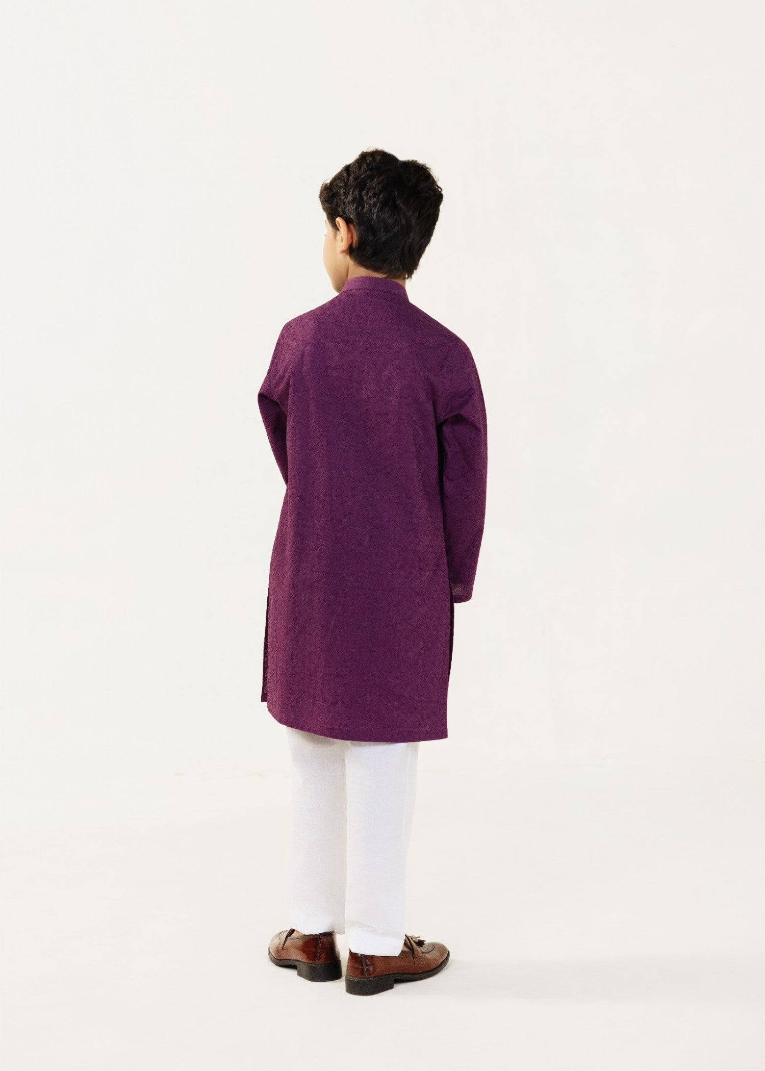schiffli Kurta Set in Purple