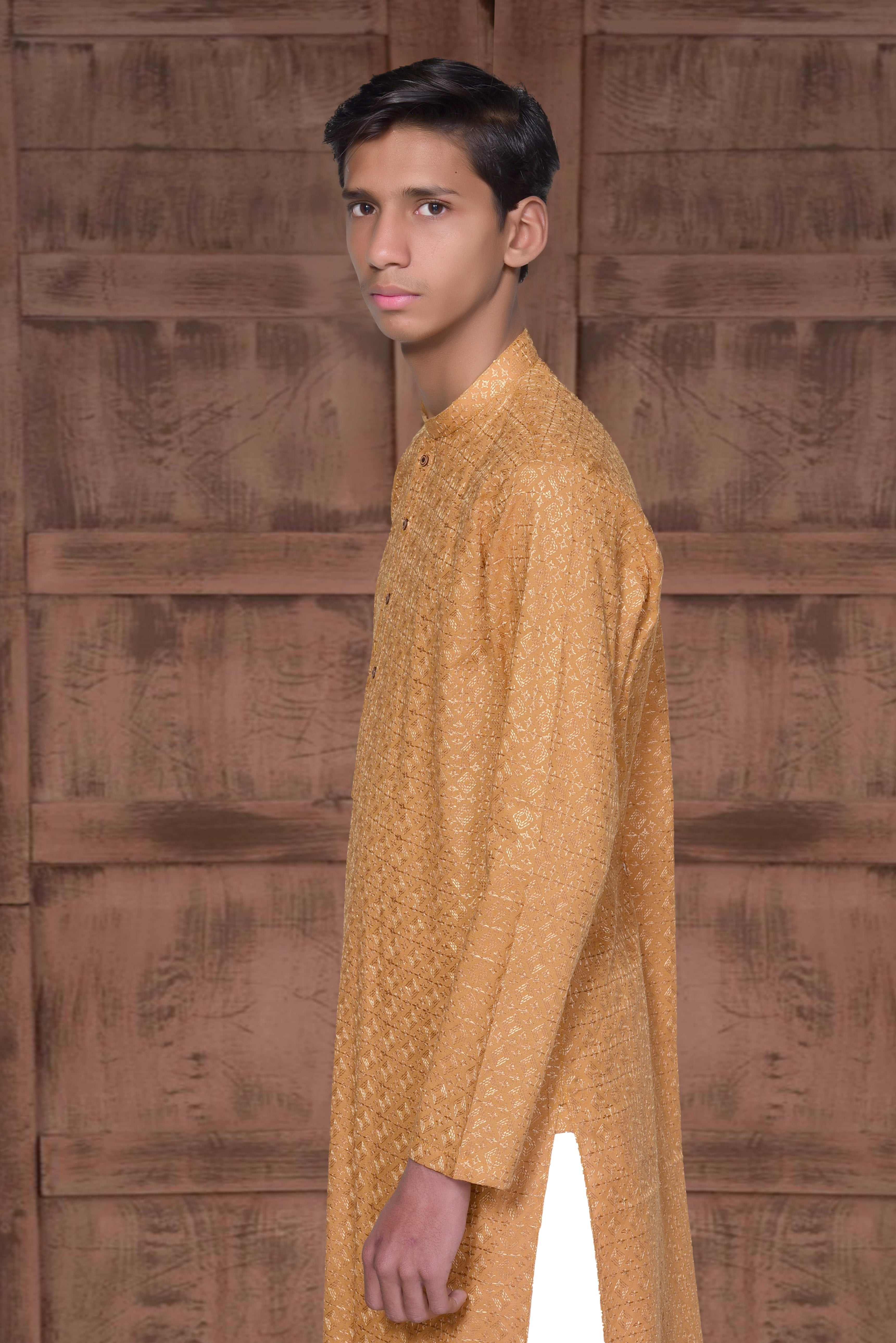 chikankari cotton Kurta in Mustard by Occasions Designer Wear