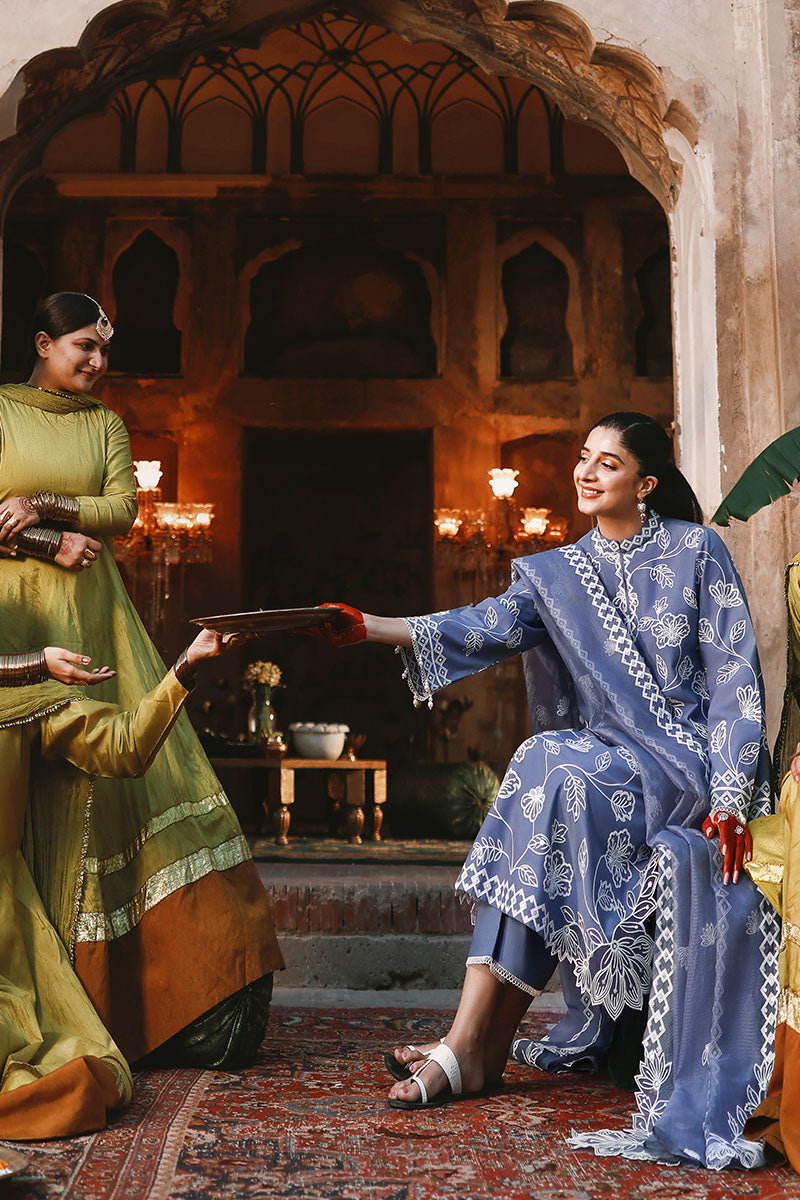 Festive – Ethnic Blue - Embroidered Lawn
