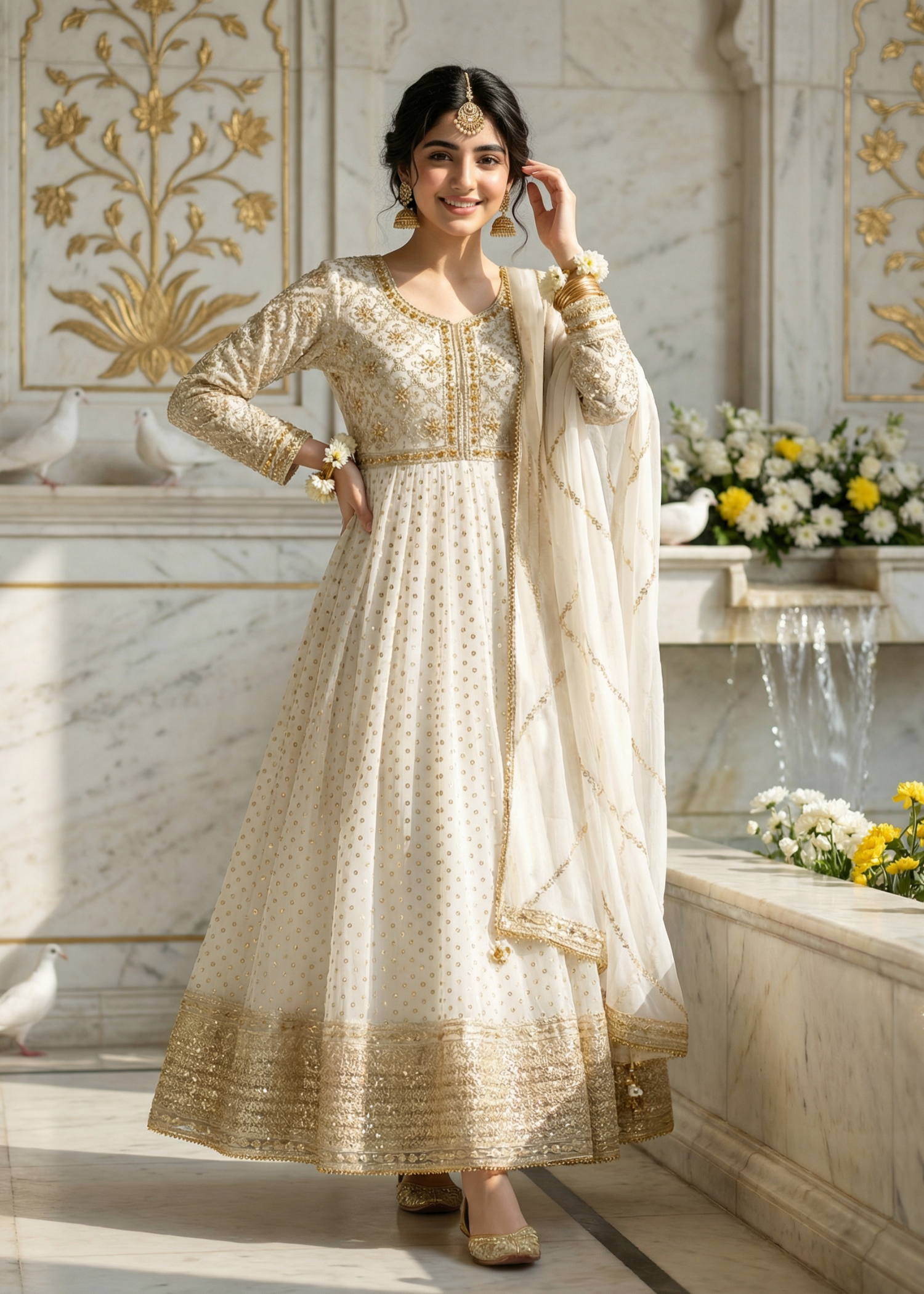 chiffon Maxi in Pearl white