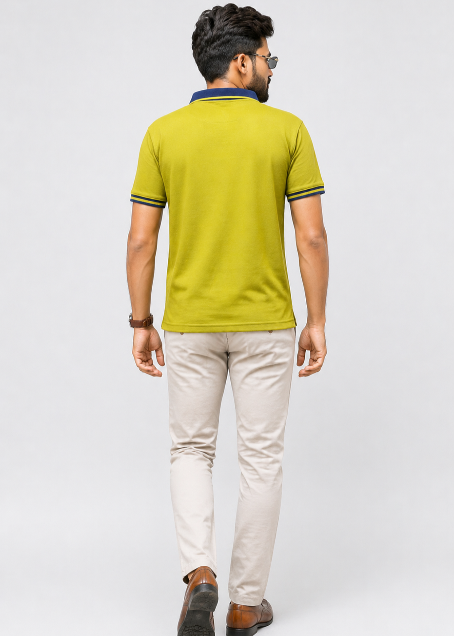 cotton Polo Shirt in Pear by Glomoria