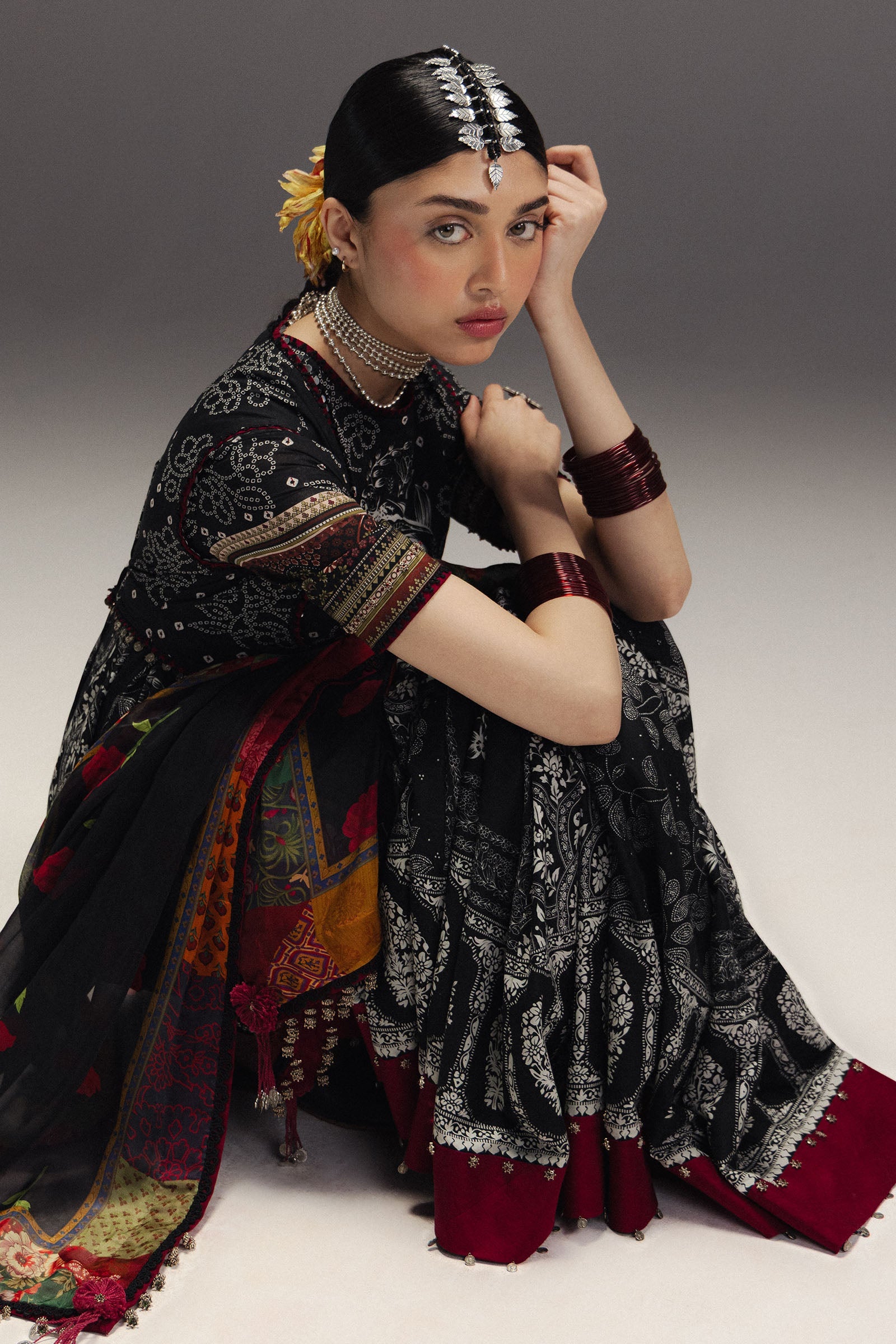 Anarkali Festive Luxury Lawn – Surkh Bahar-D1