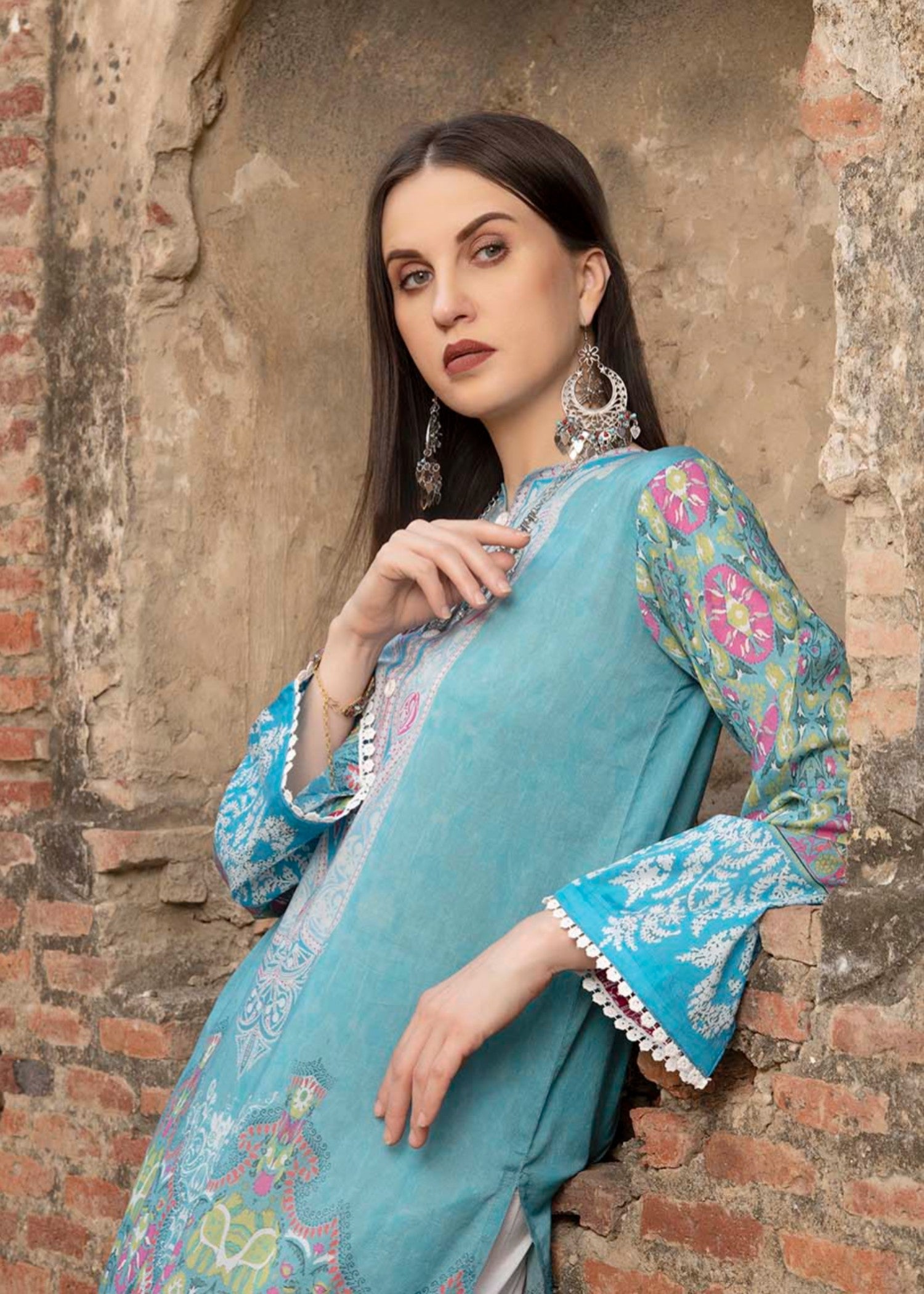 lawn Kurti in Ice blue