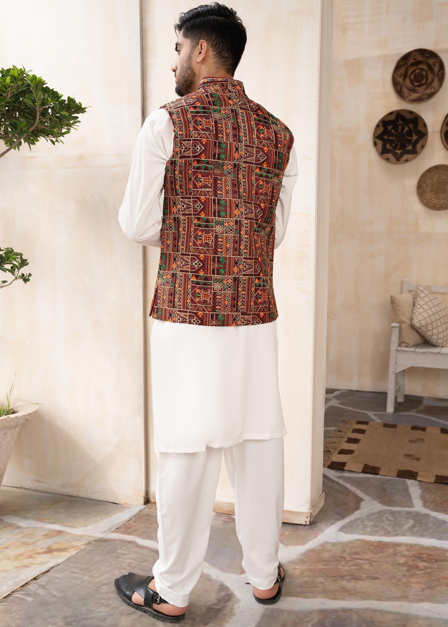 crepe Waistcoat in Multi