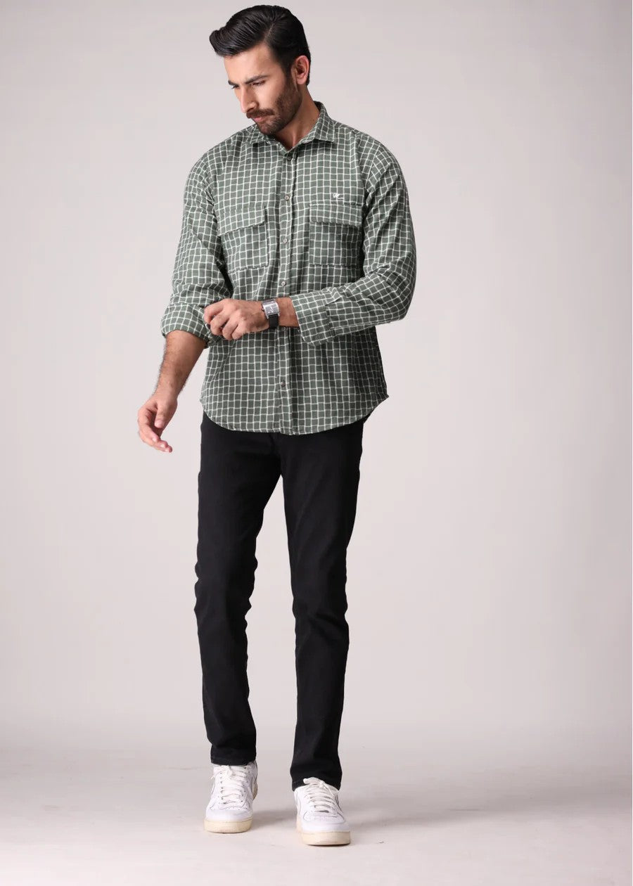 flannel Casual Shirt in Grey