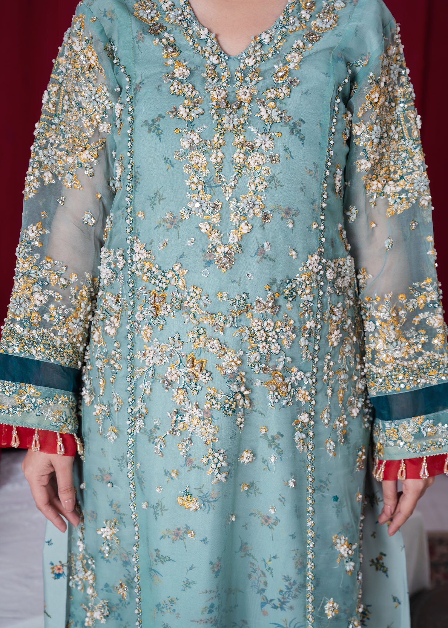 organza Sharara in Sky blue