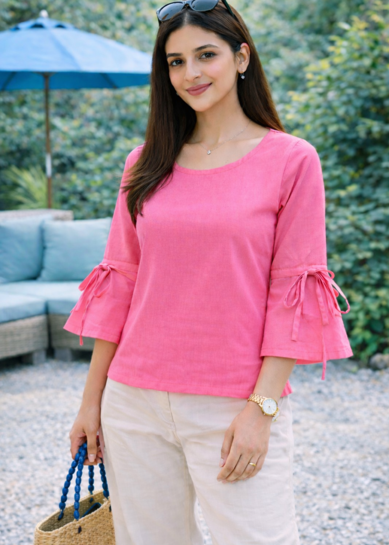 lawn Top in Bubblegum pink