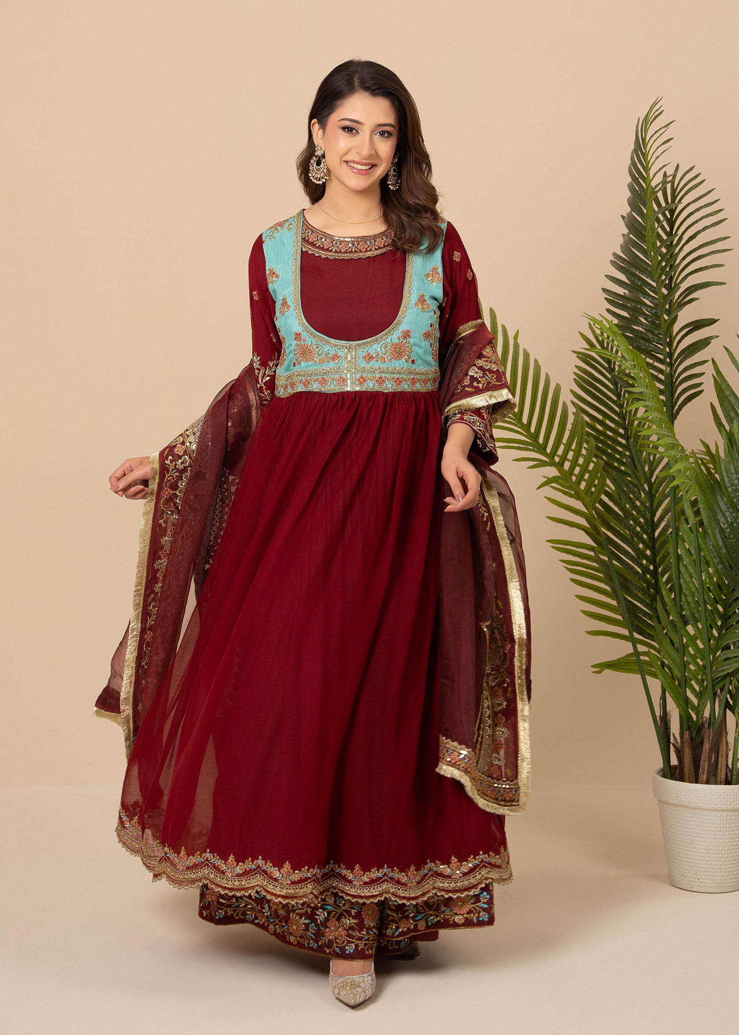 crinkle Maxi in Maroon