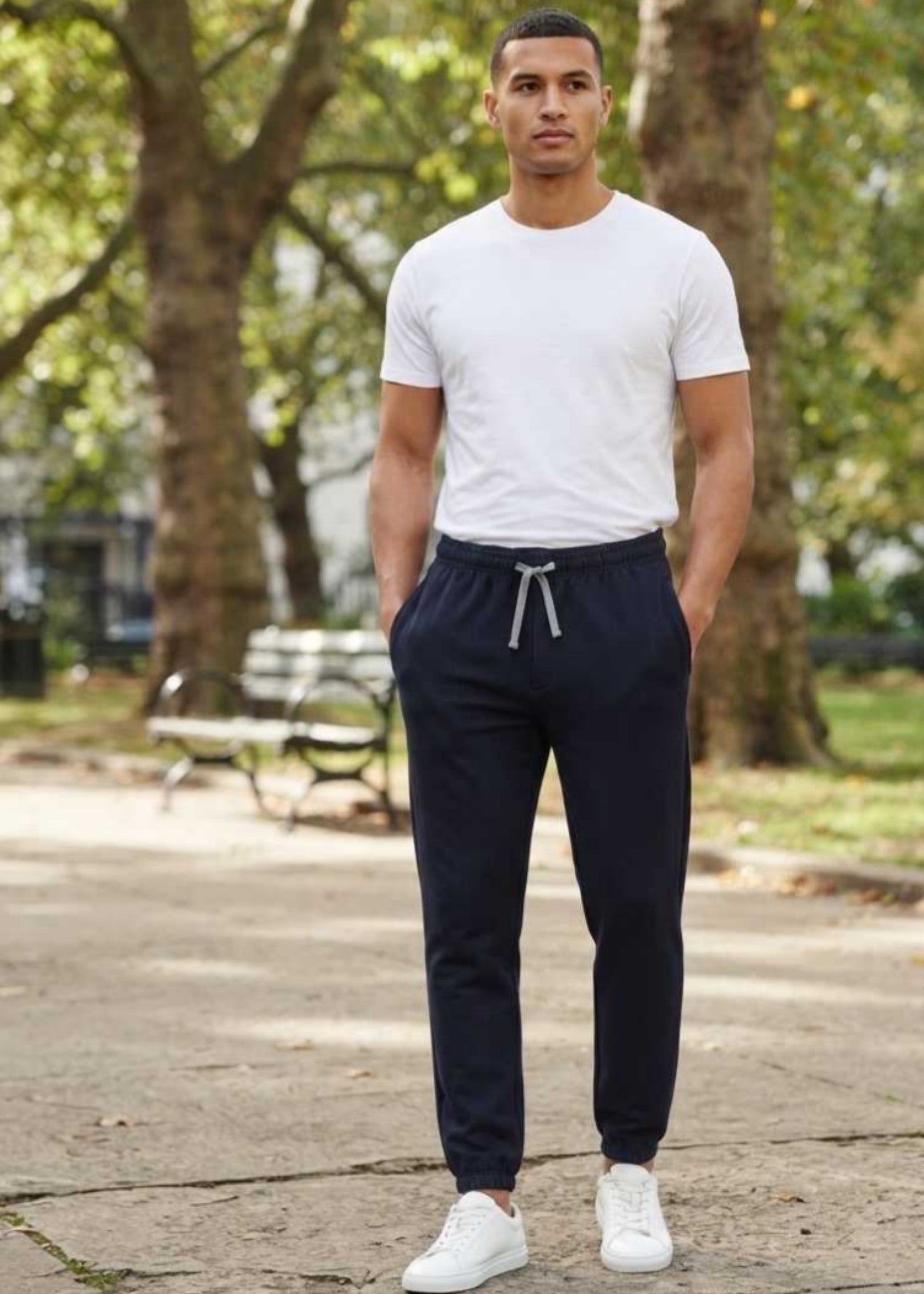 cotton jersey Trousers in Navy blue by Murafah