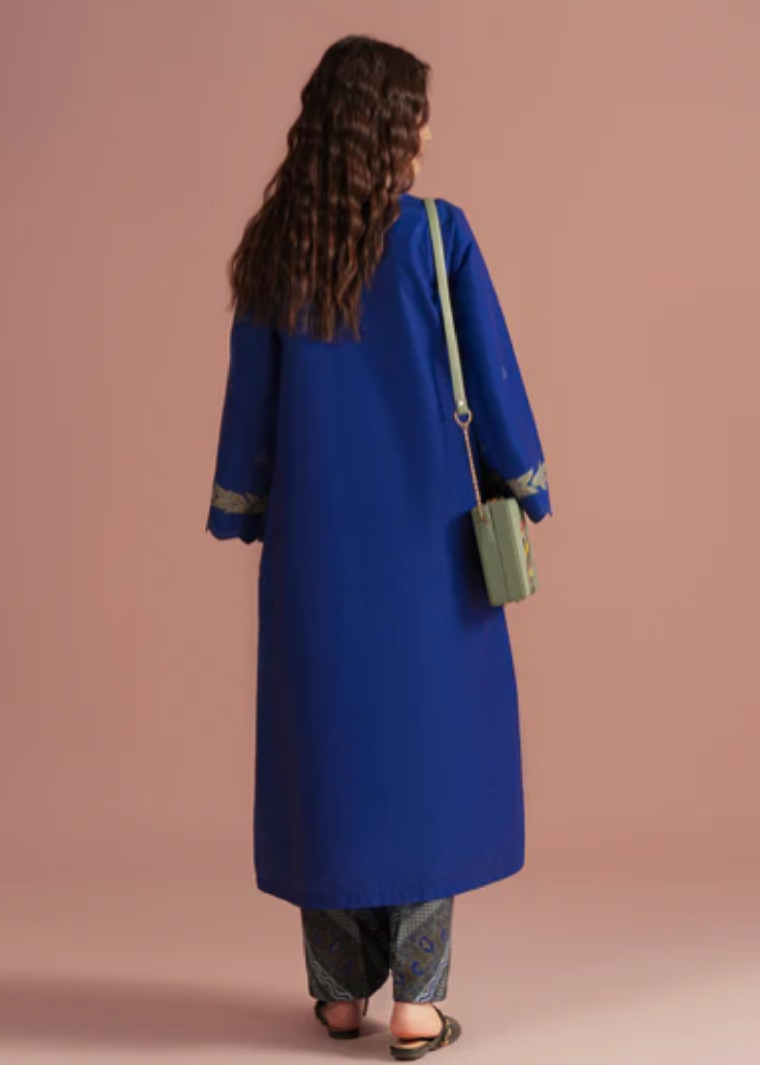 twill khaddar Kurta Set in Blue