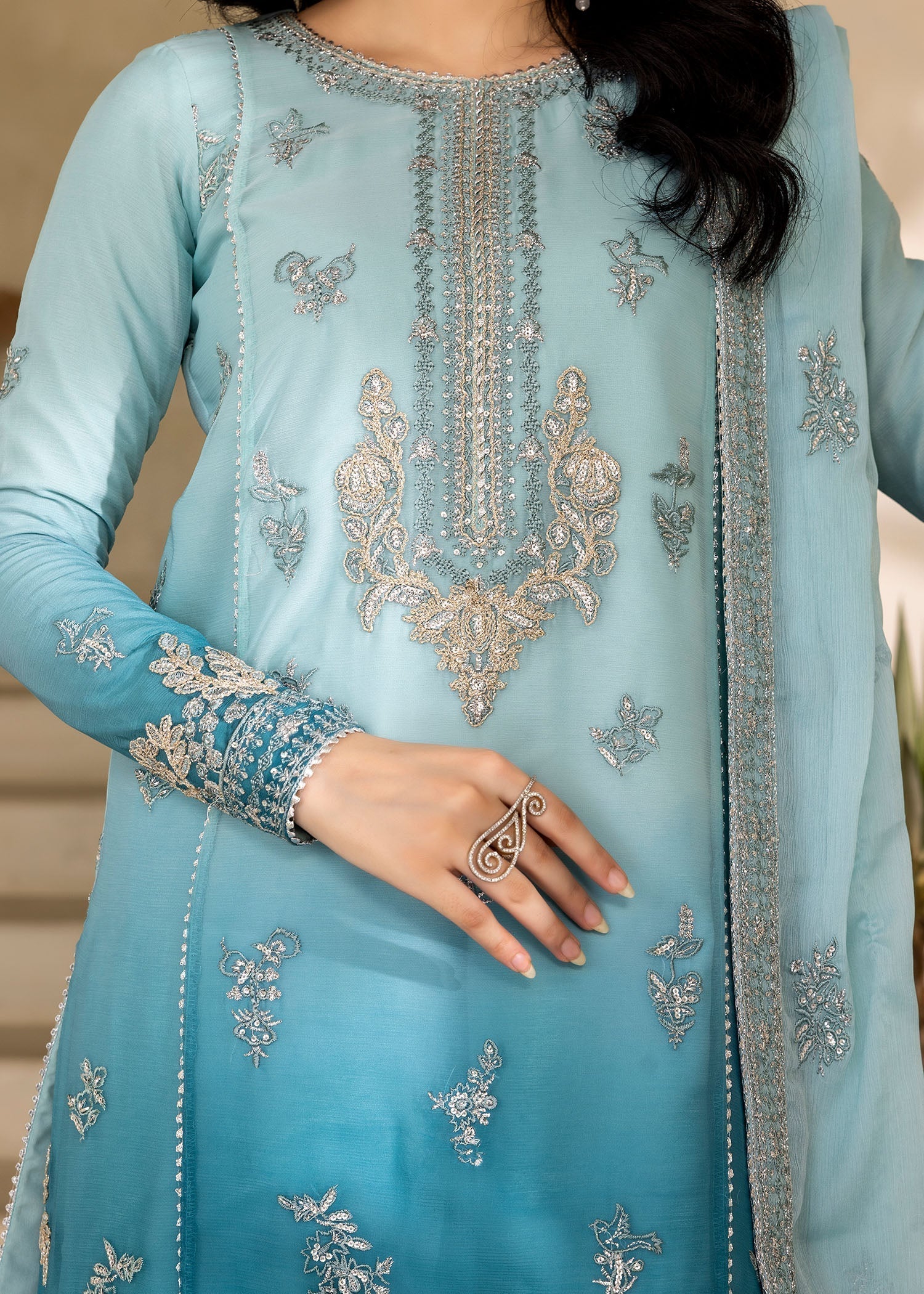 chiffon Sharara in Powder blue