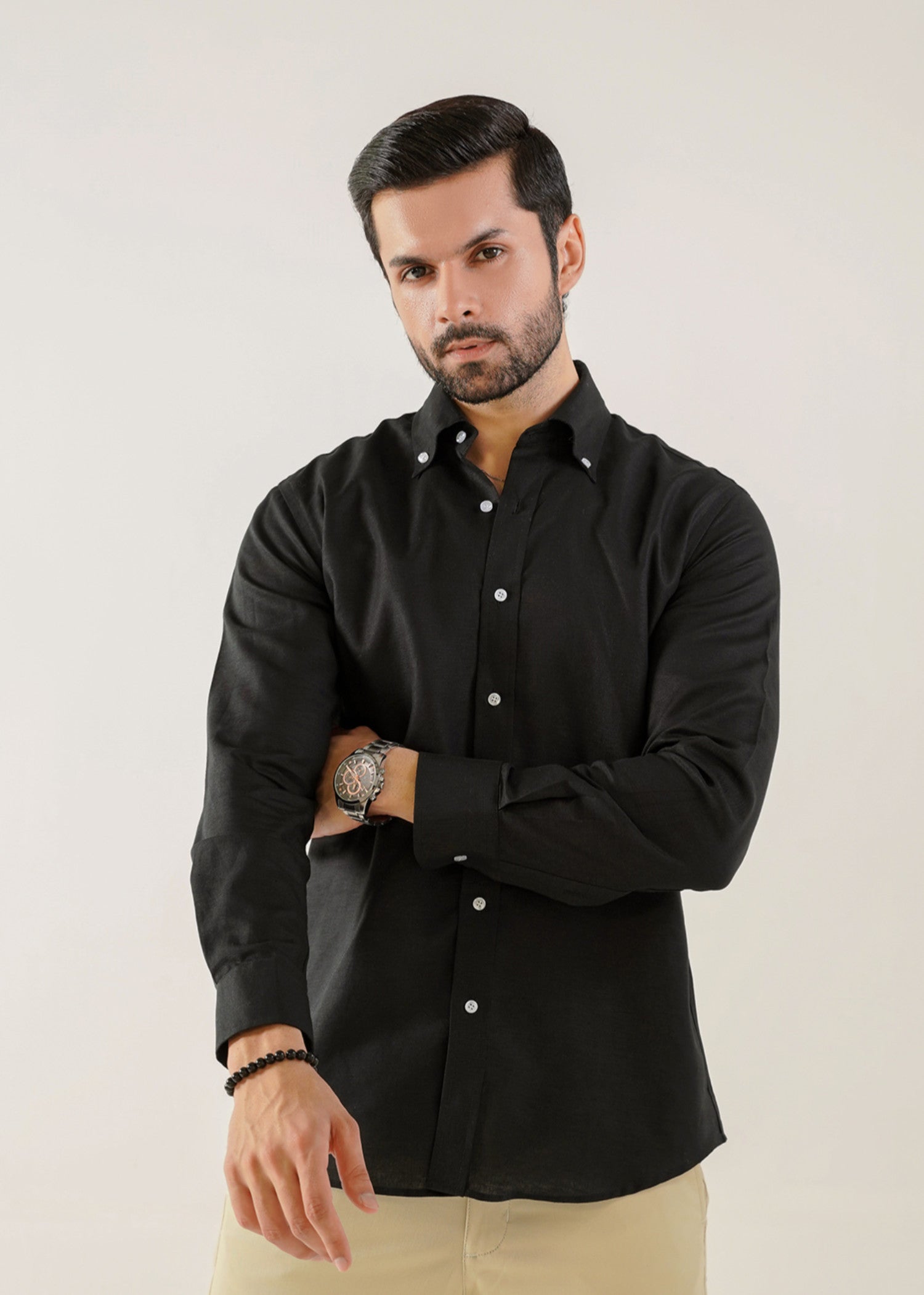 linen Casual Shirt in Black