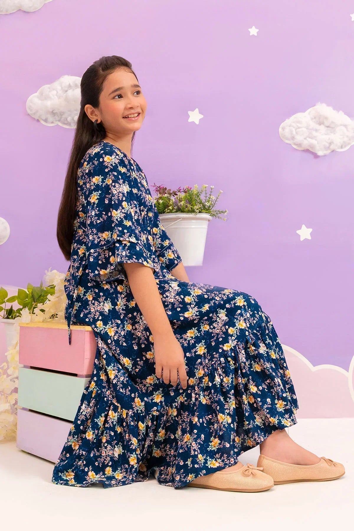 linen Frock in Blue