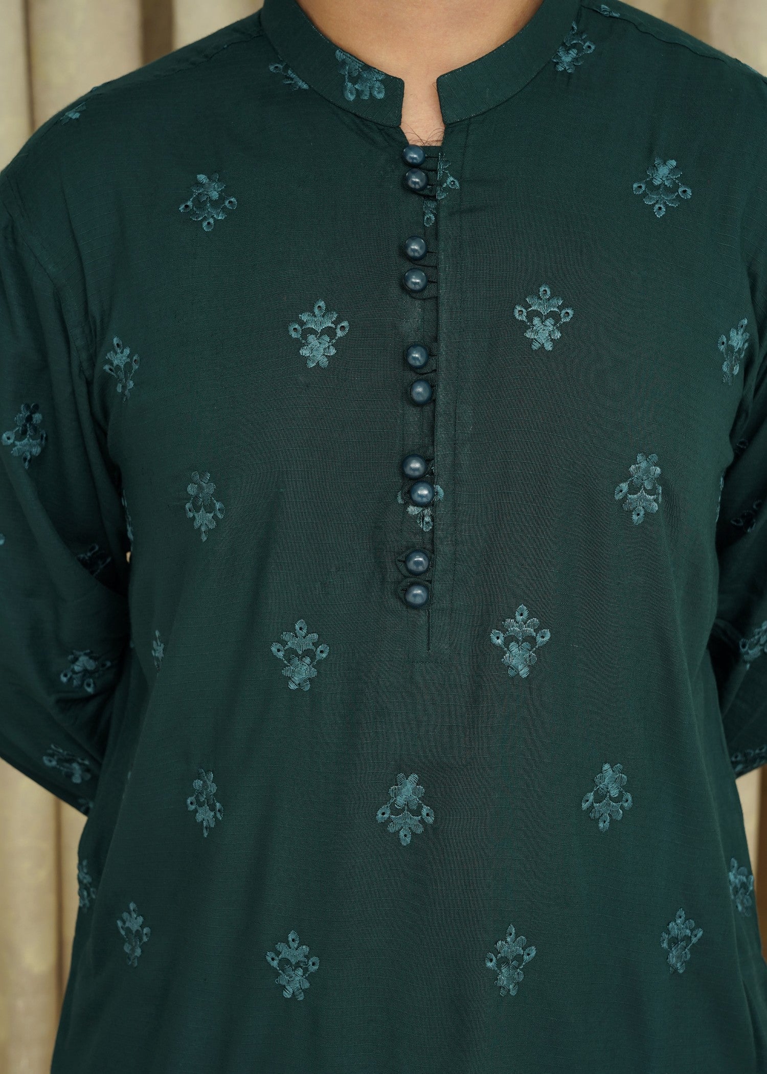 cotton linen Kurta in Dark green by Maqsood Garments