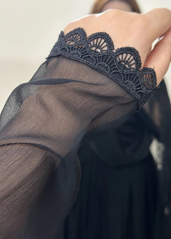 chiffon Pishwas in Jet black