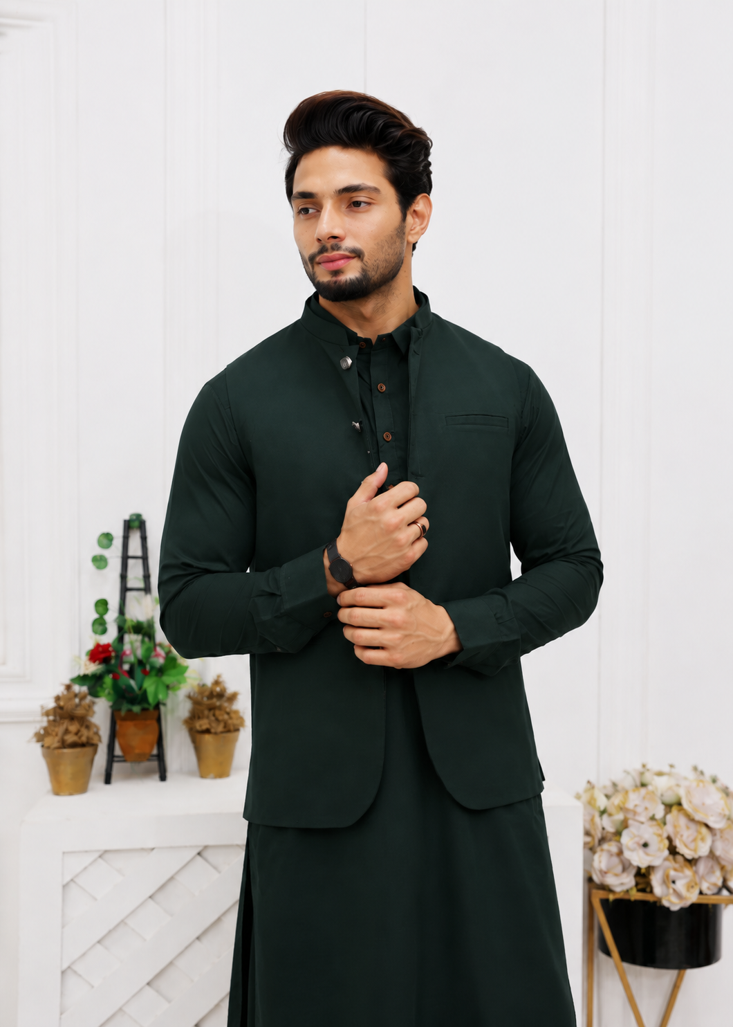 wash & wear Waistcoat in Green