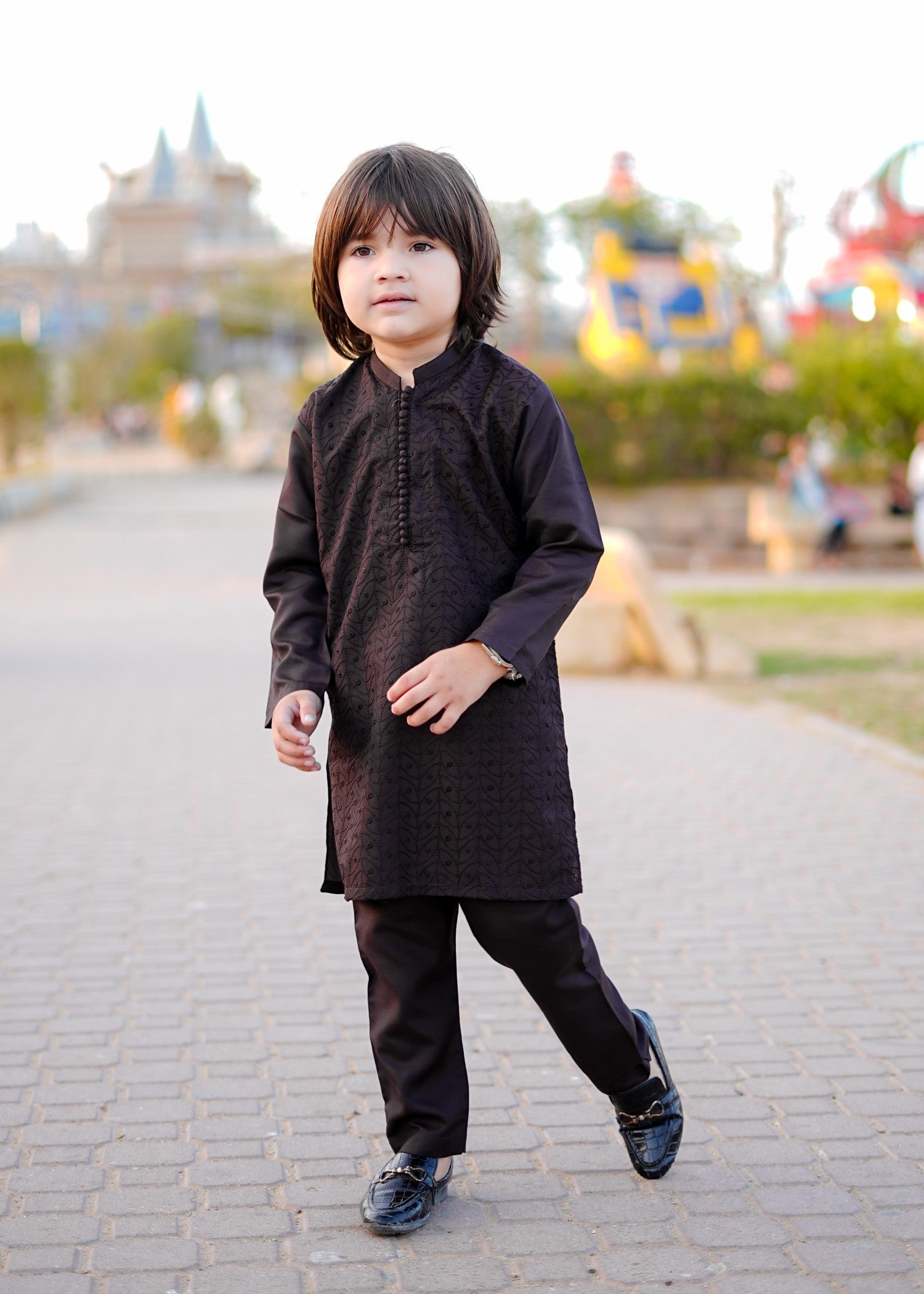 cotton Kurta Set in Dark brown