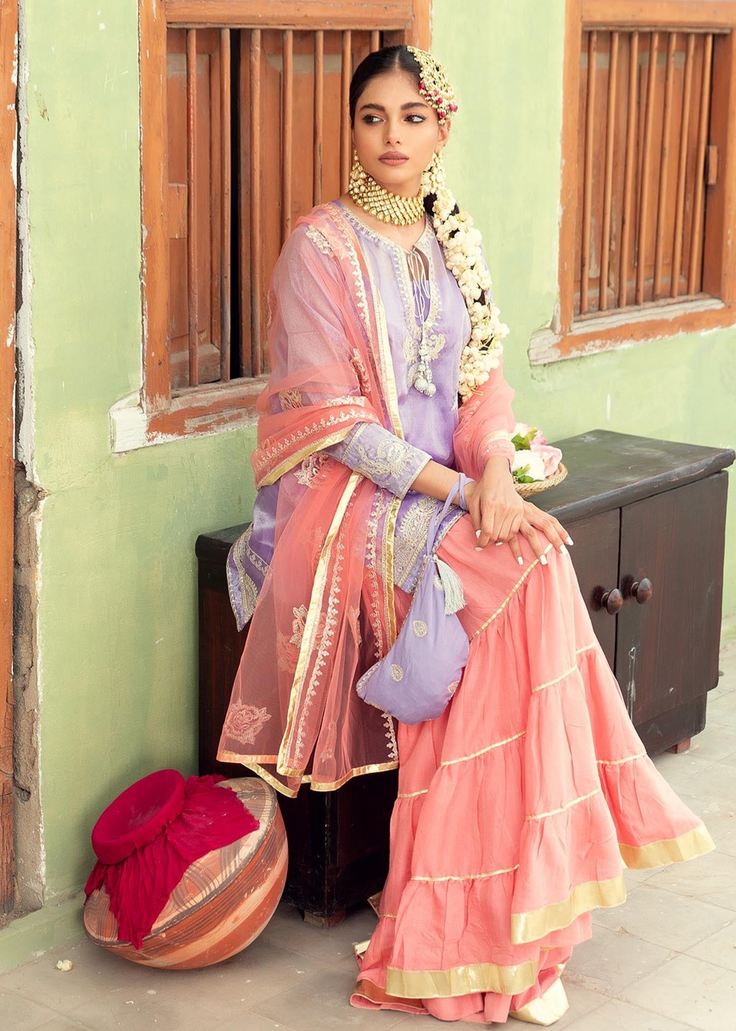 tissue Gharara in Lilac