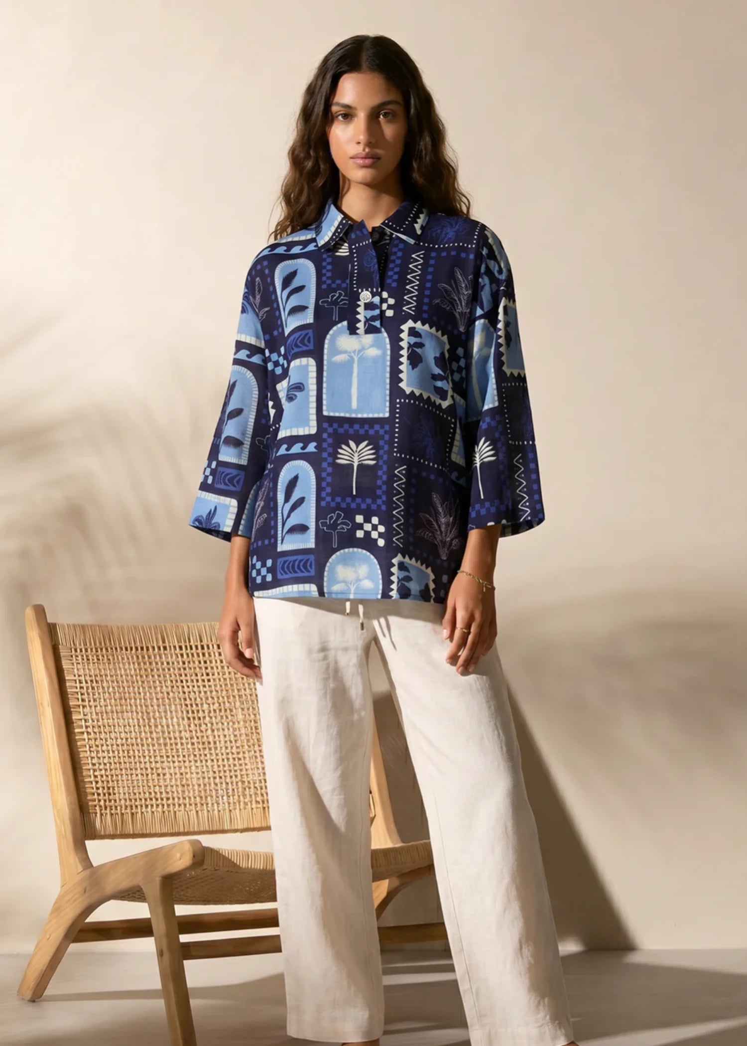 khaddar Top in Blue