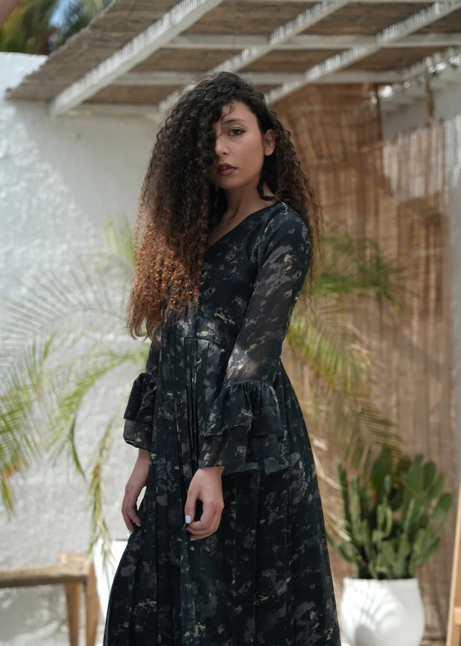 georgette chiffon Frock in Black