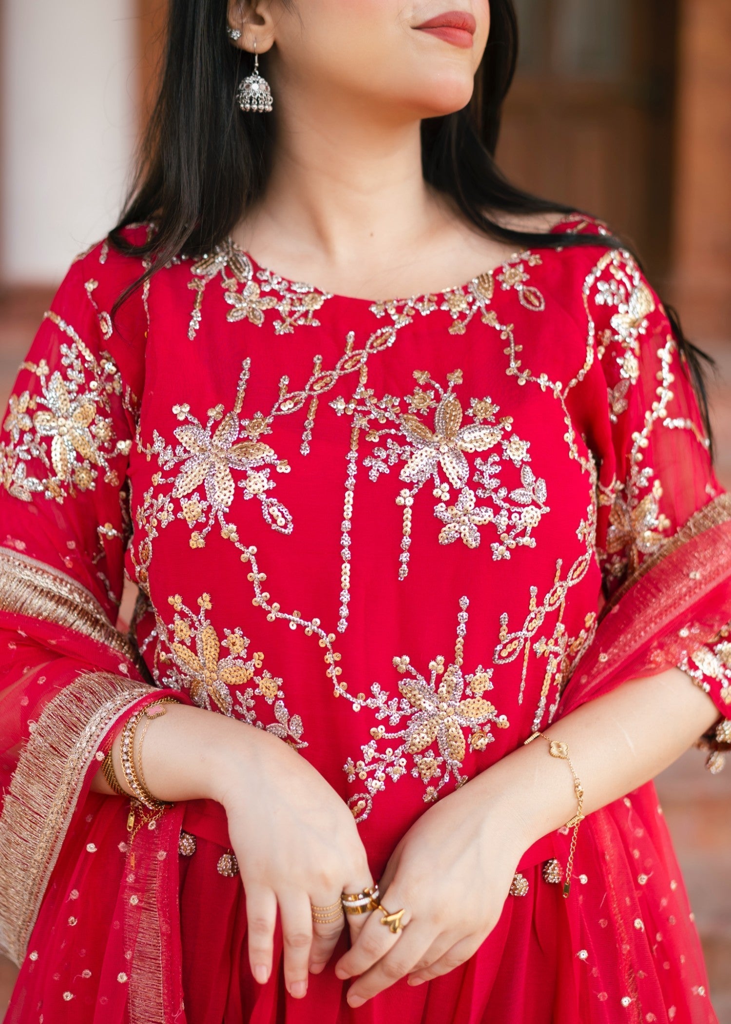 bemberg crinkle chiffon Lehenga in Raspberry pink