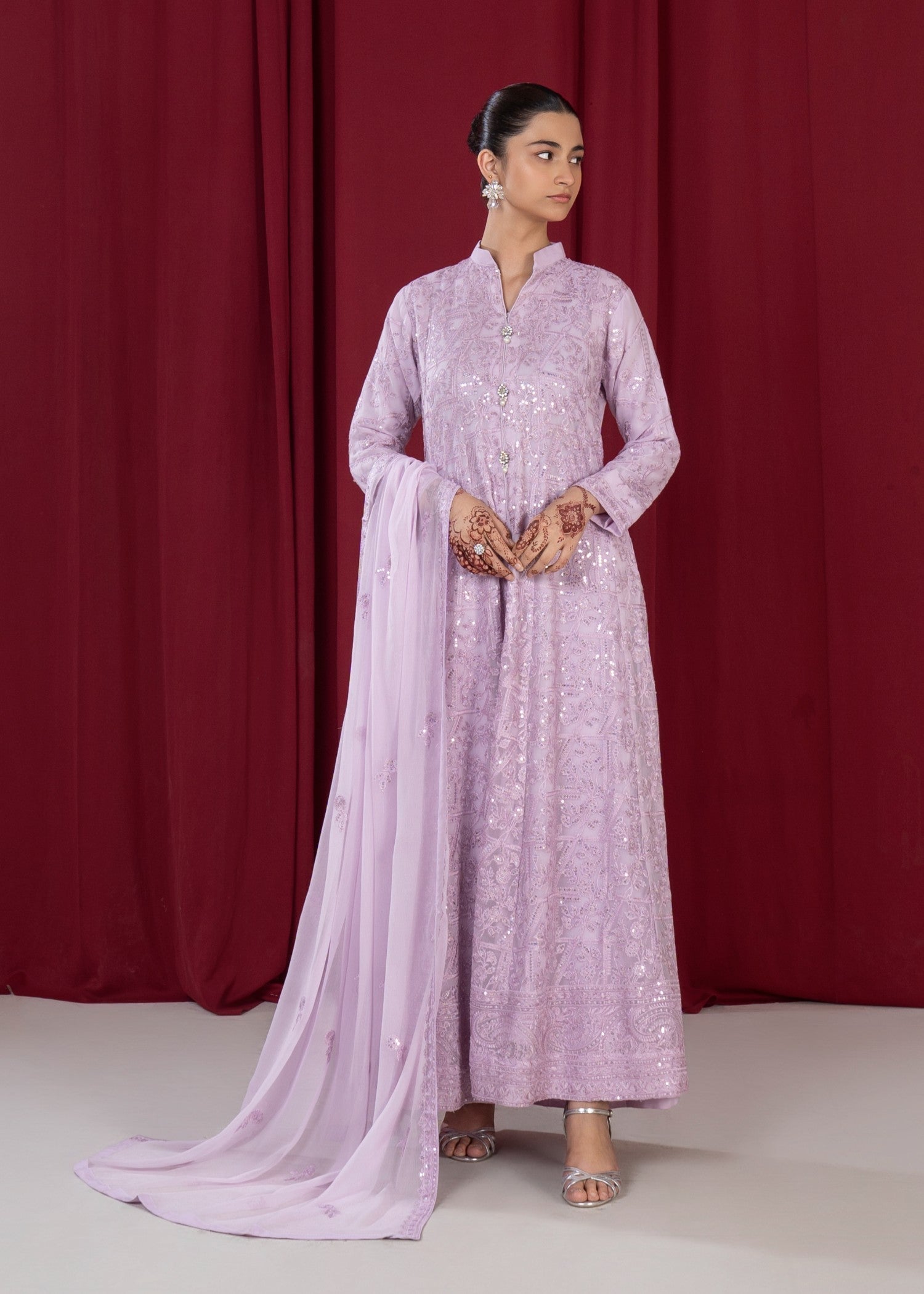 bemberg crinkle chiffon Maxi in Lilac