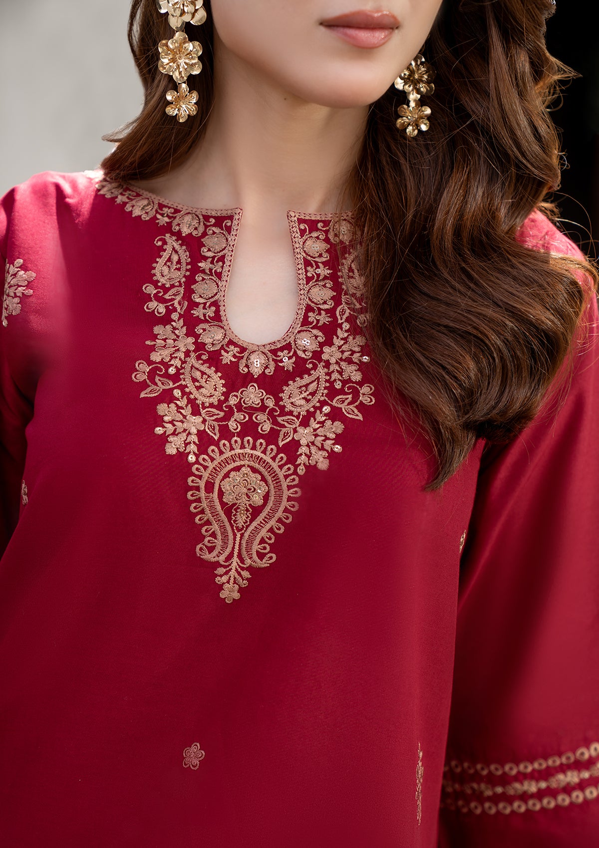 cotton Kurta Set in Maroon