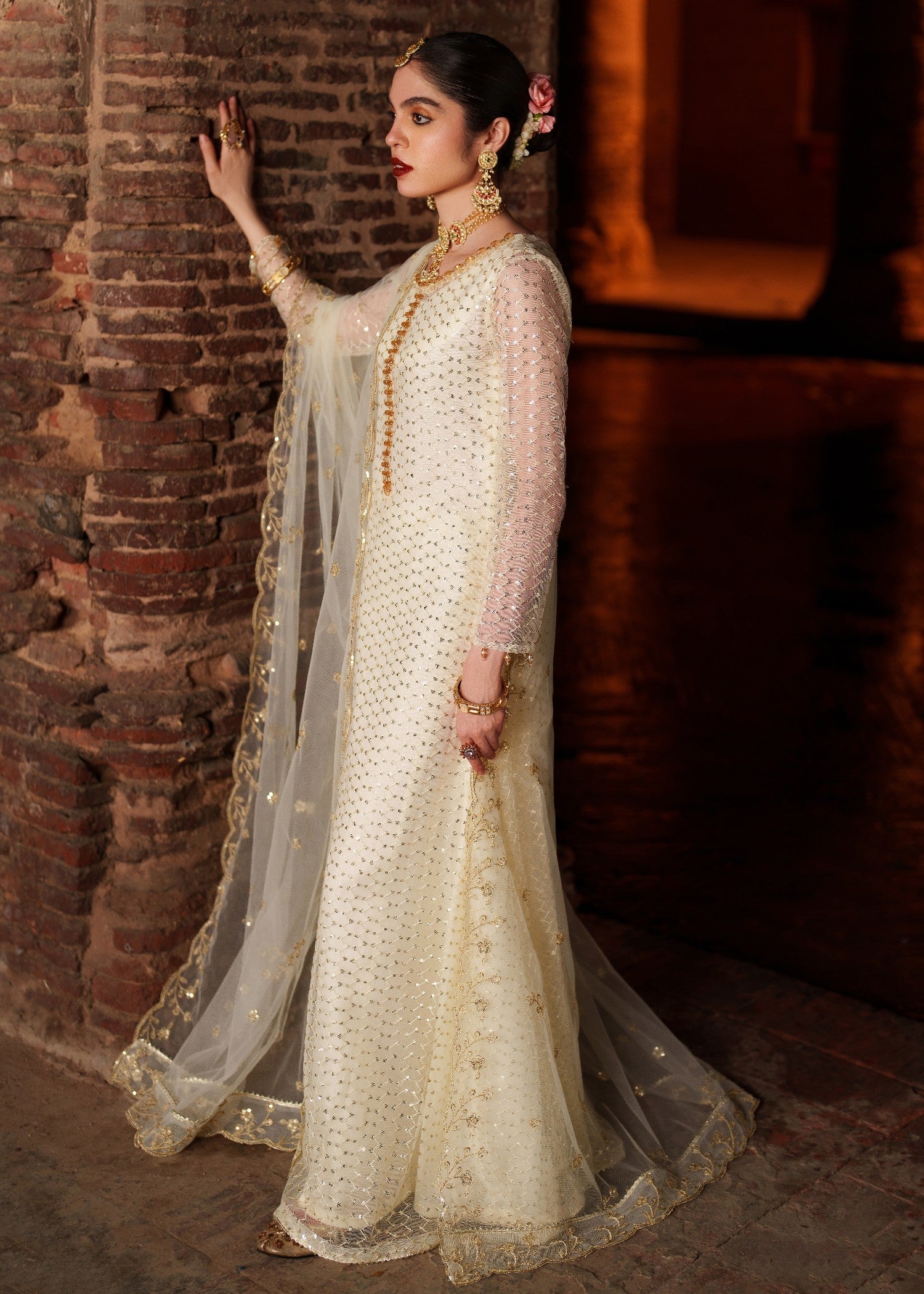 crinkle chiffon Maxi in Ivory