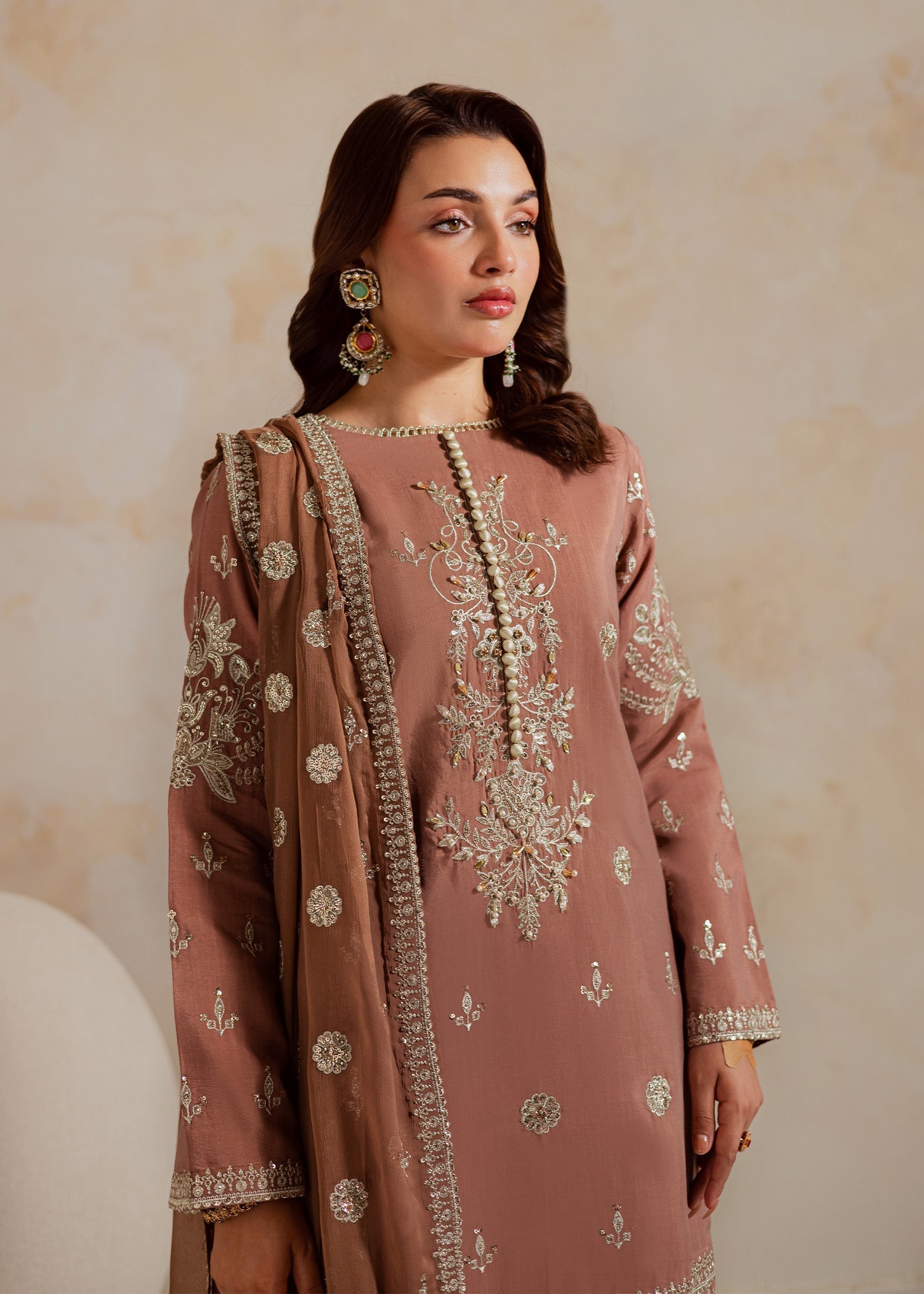 medium silk Kurta Set in Brown