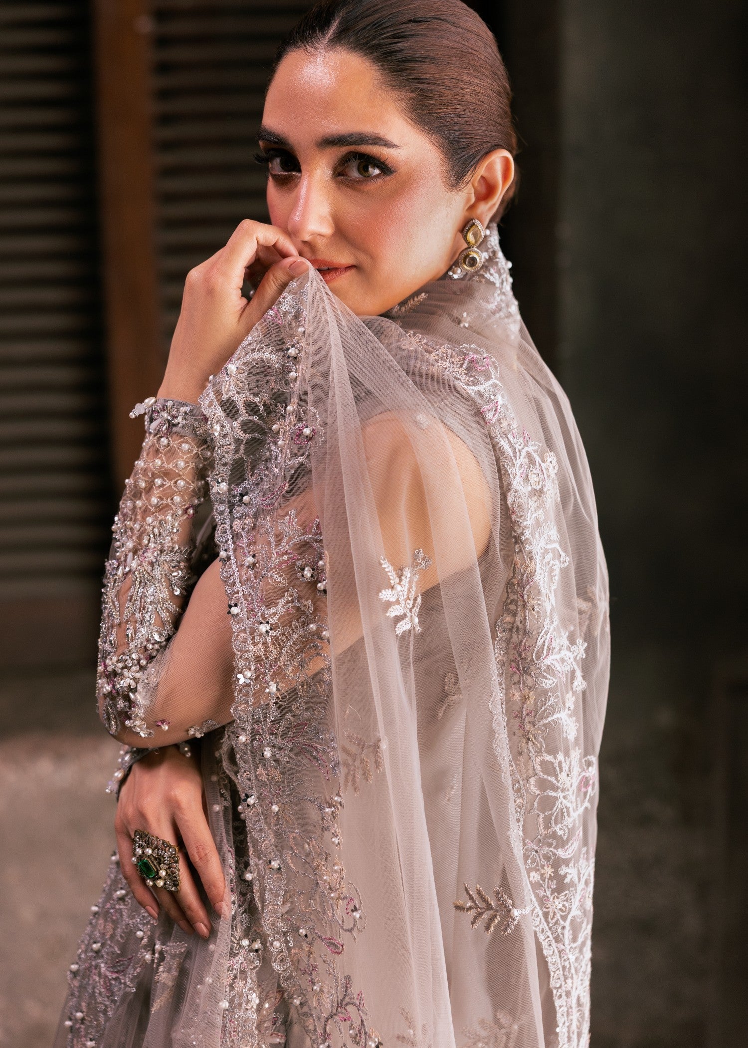 net Sharara in Pastel grey