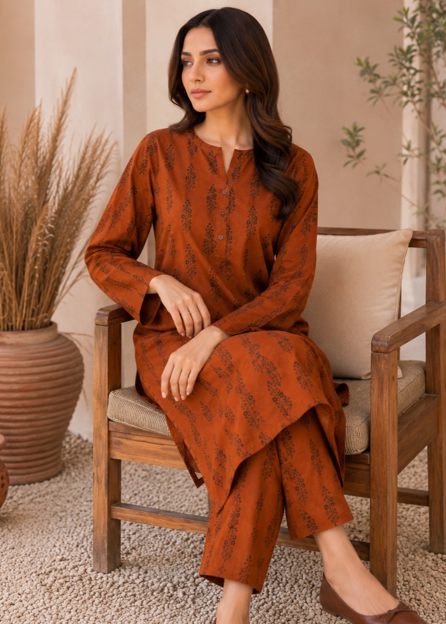 linen Co Ord Sets in Rustic brown