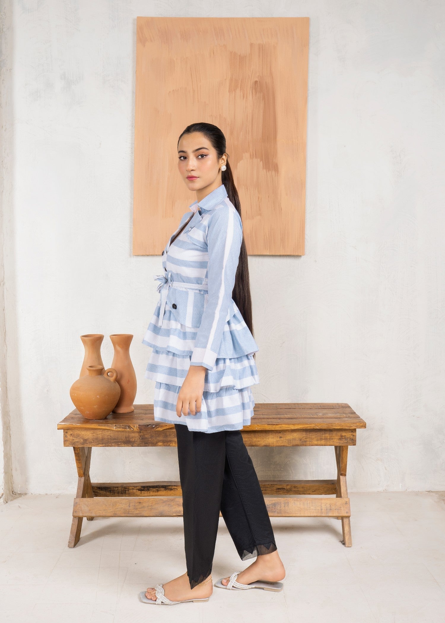 cotton Tunic in Light blue