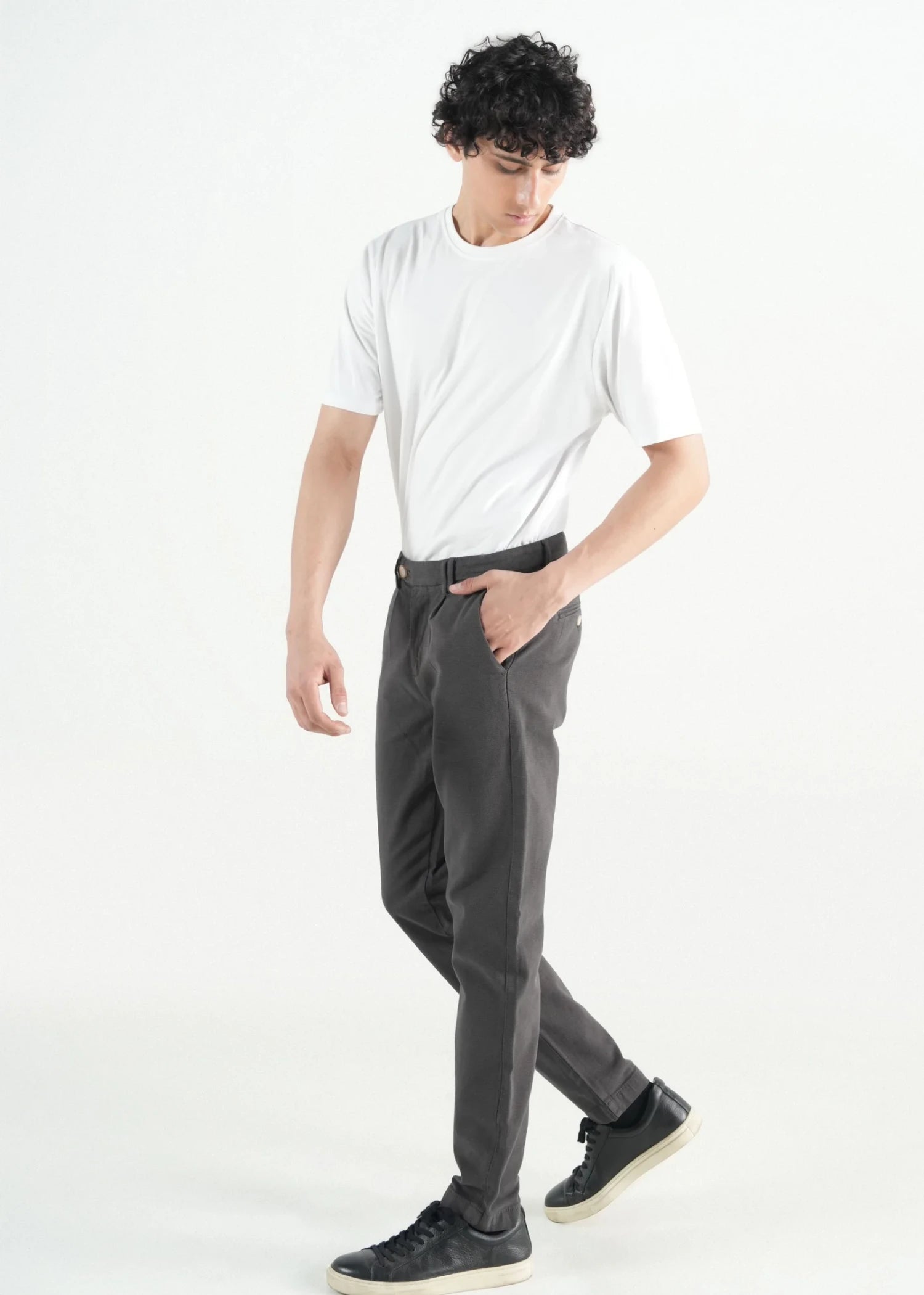 twill cotton Pants in Charcoal