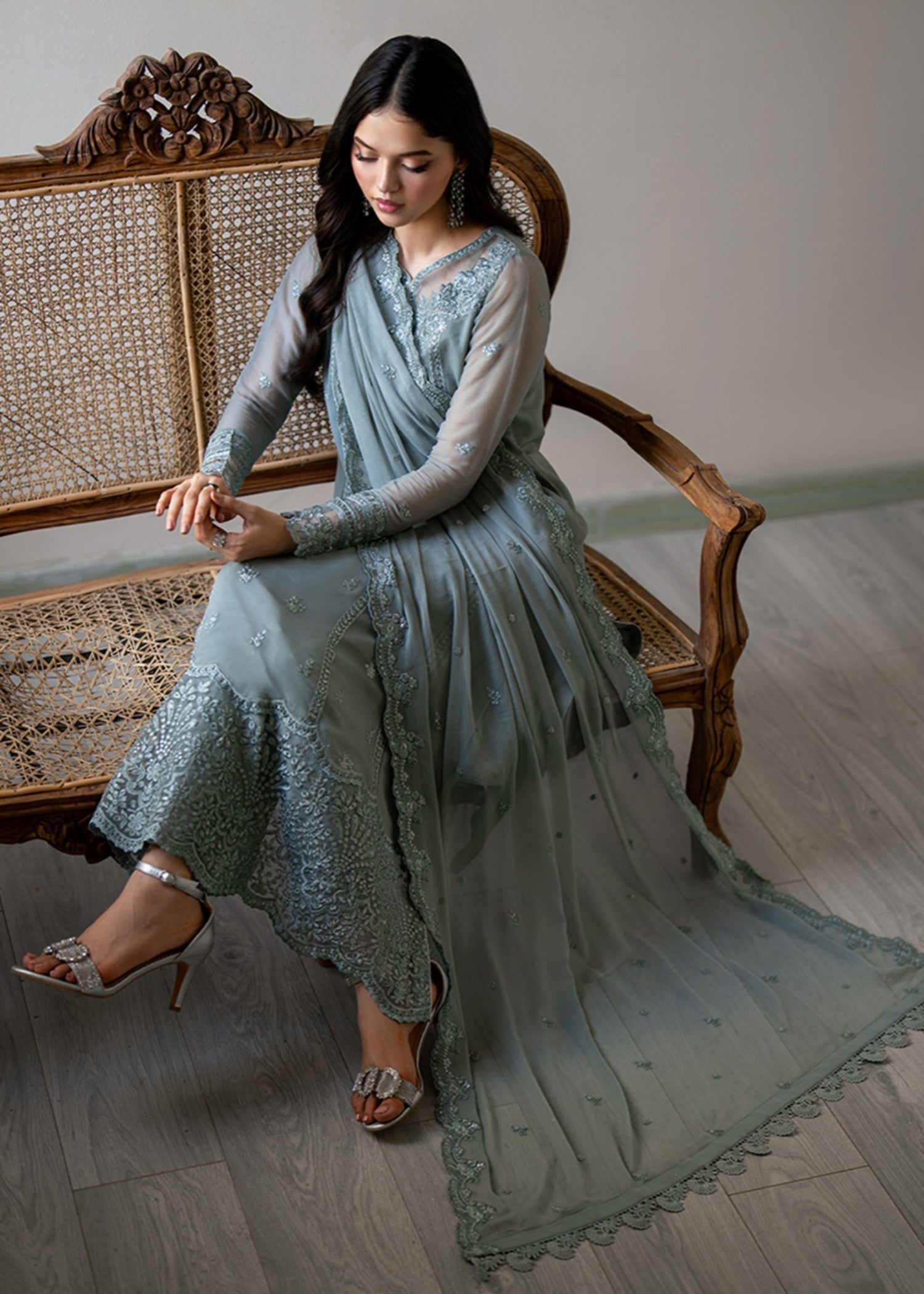 chiffon Unstitched in Pastel green