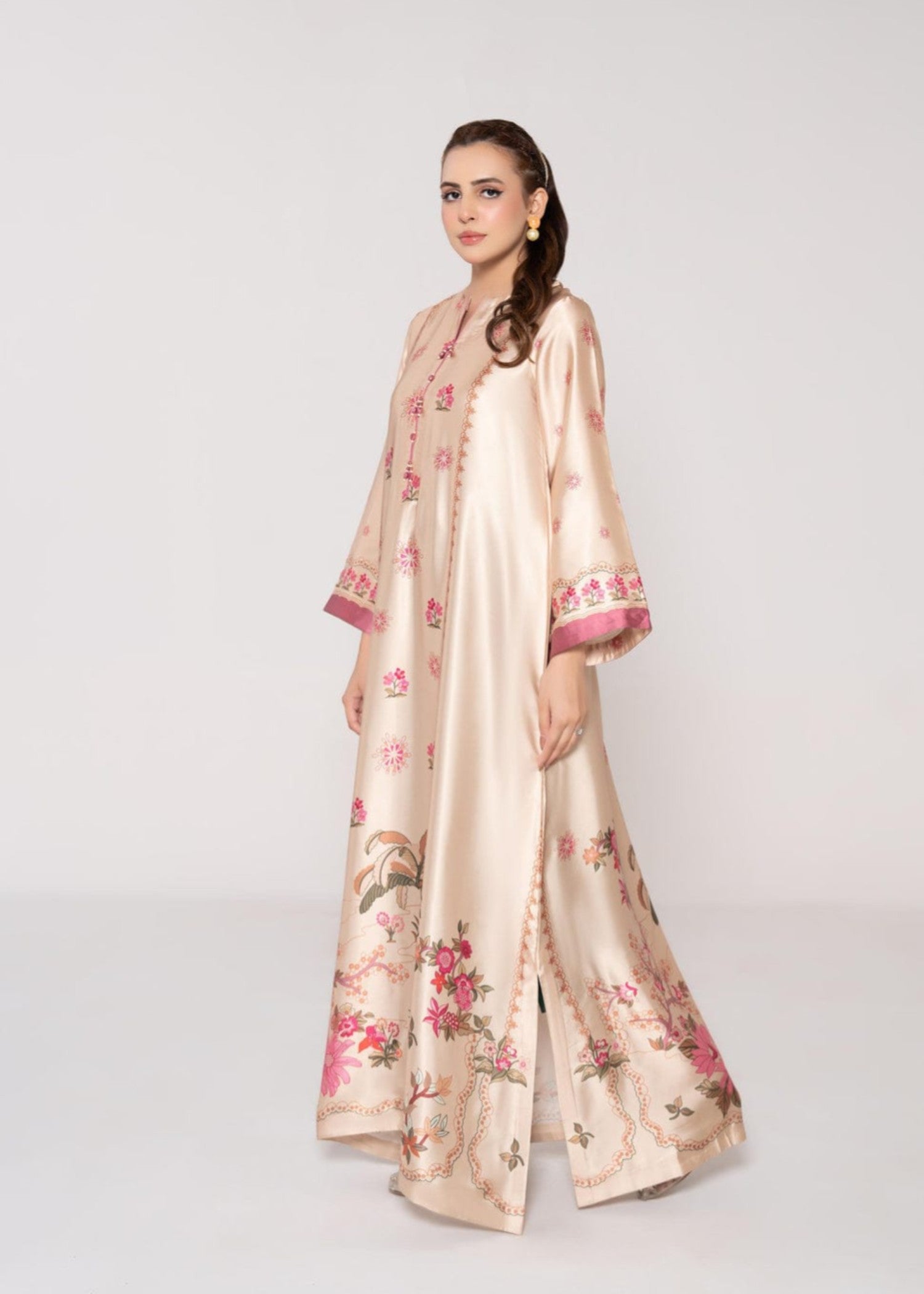 crepe silk Kaftan in Champagne