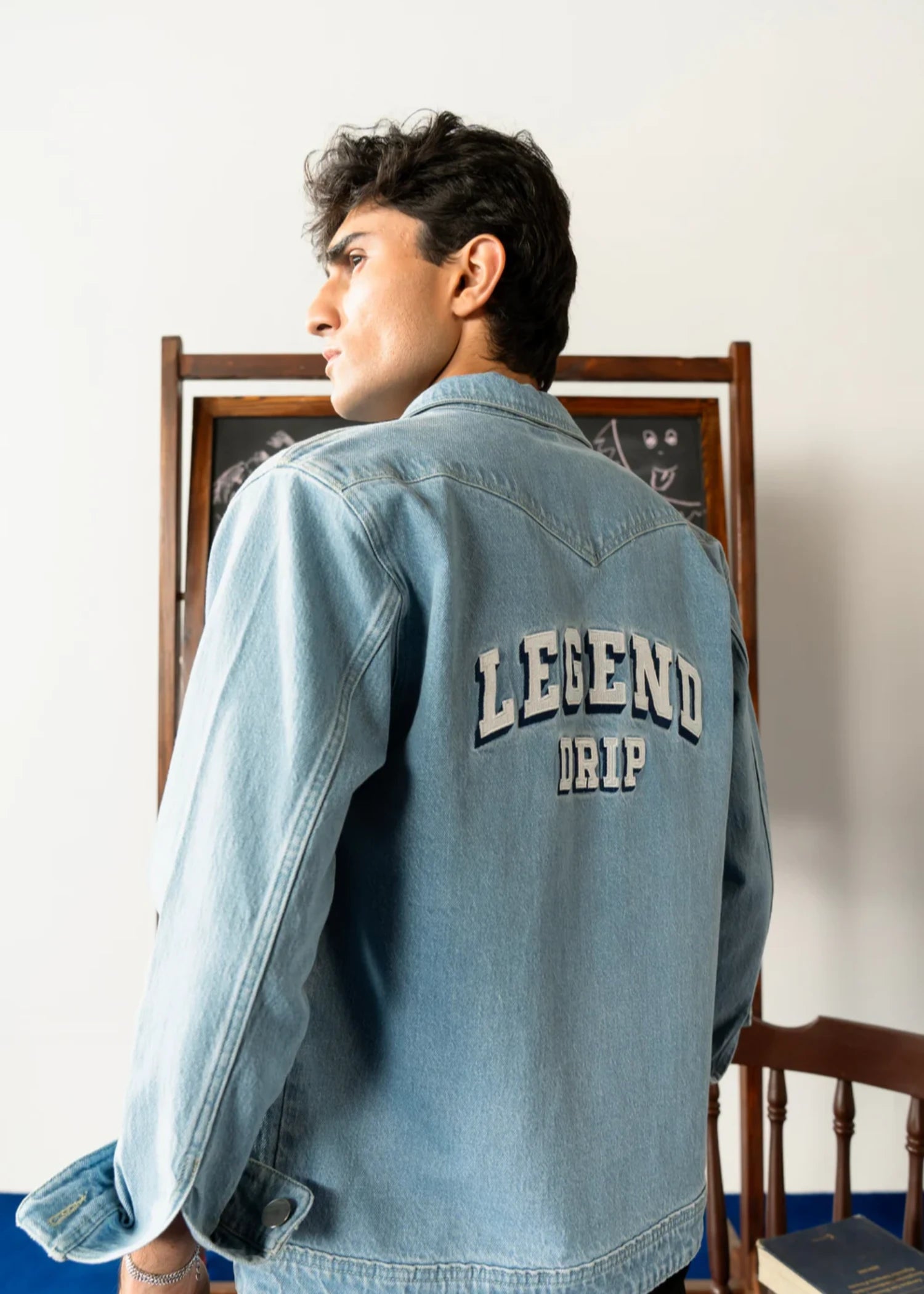 stone wash denim Jacket in Light blue