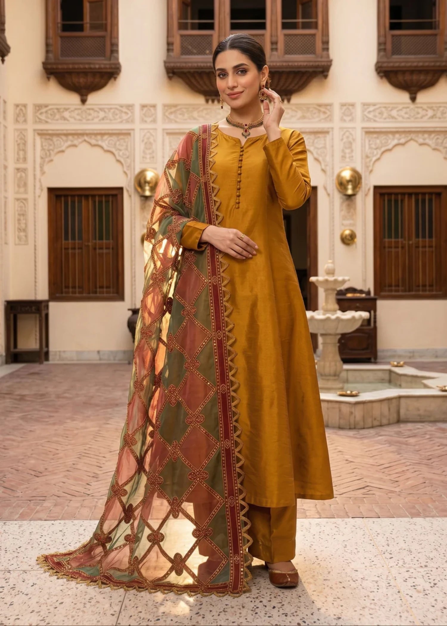 raw silk Maxi in Mustard