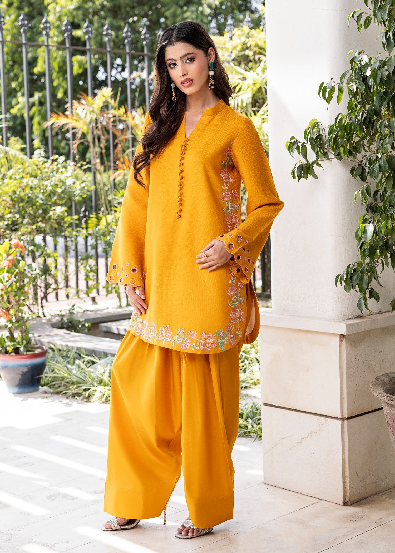 lawn Kurta Set in Gold