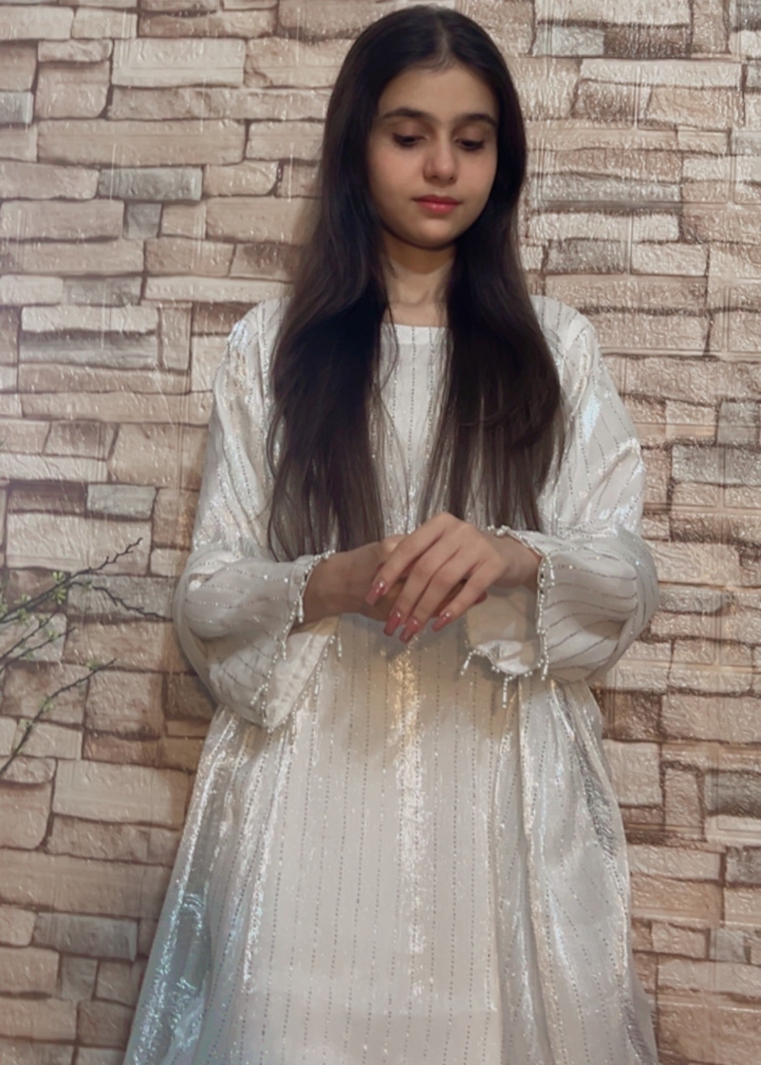 crinkle Kurta Set in White