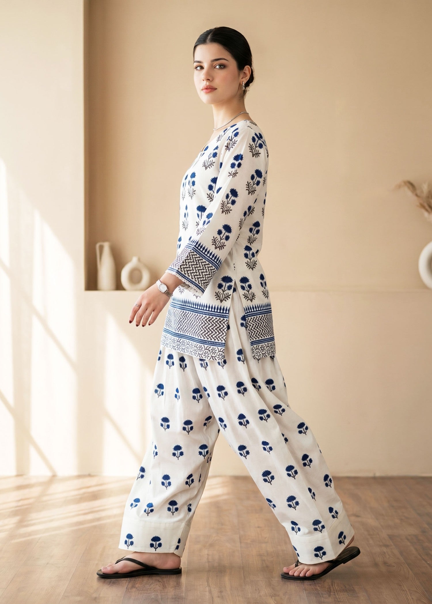 lawn cotton Co Ord Sets in Eggshell