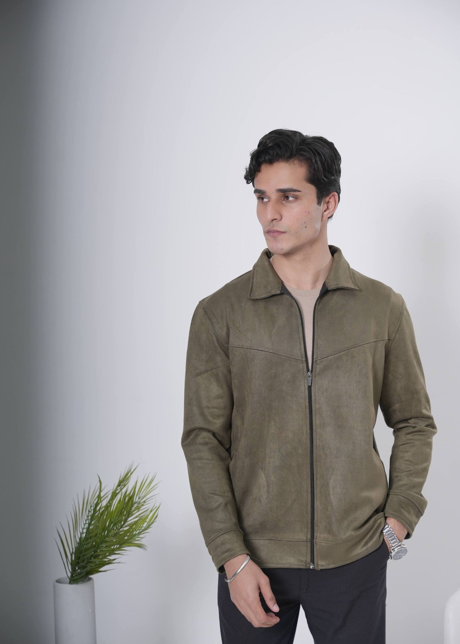 fleece Jacket in Olive green