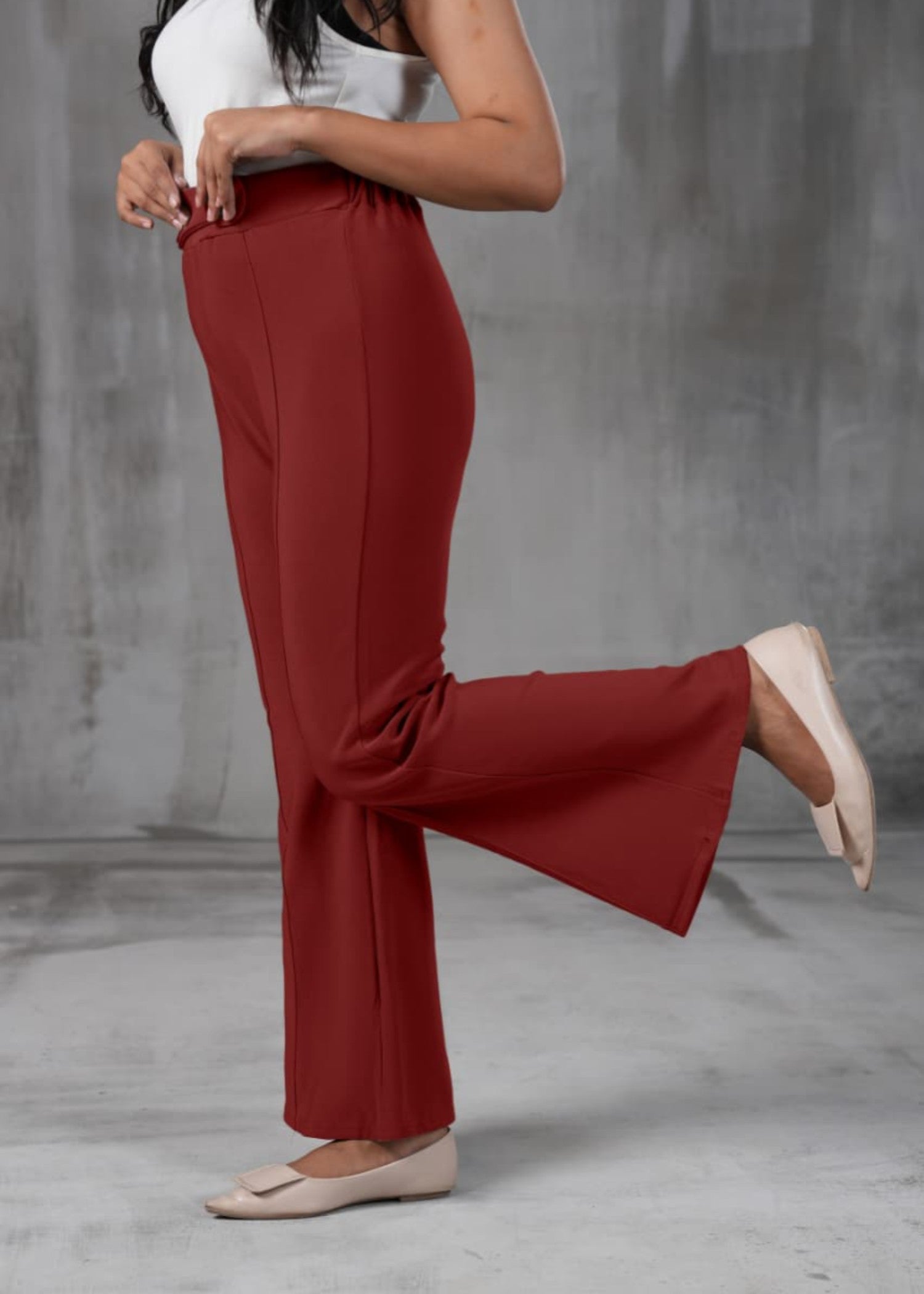 polyester Trousers in Burgundy