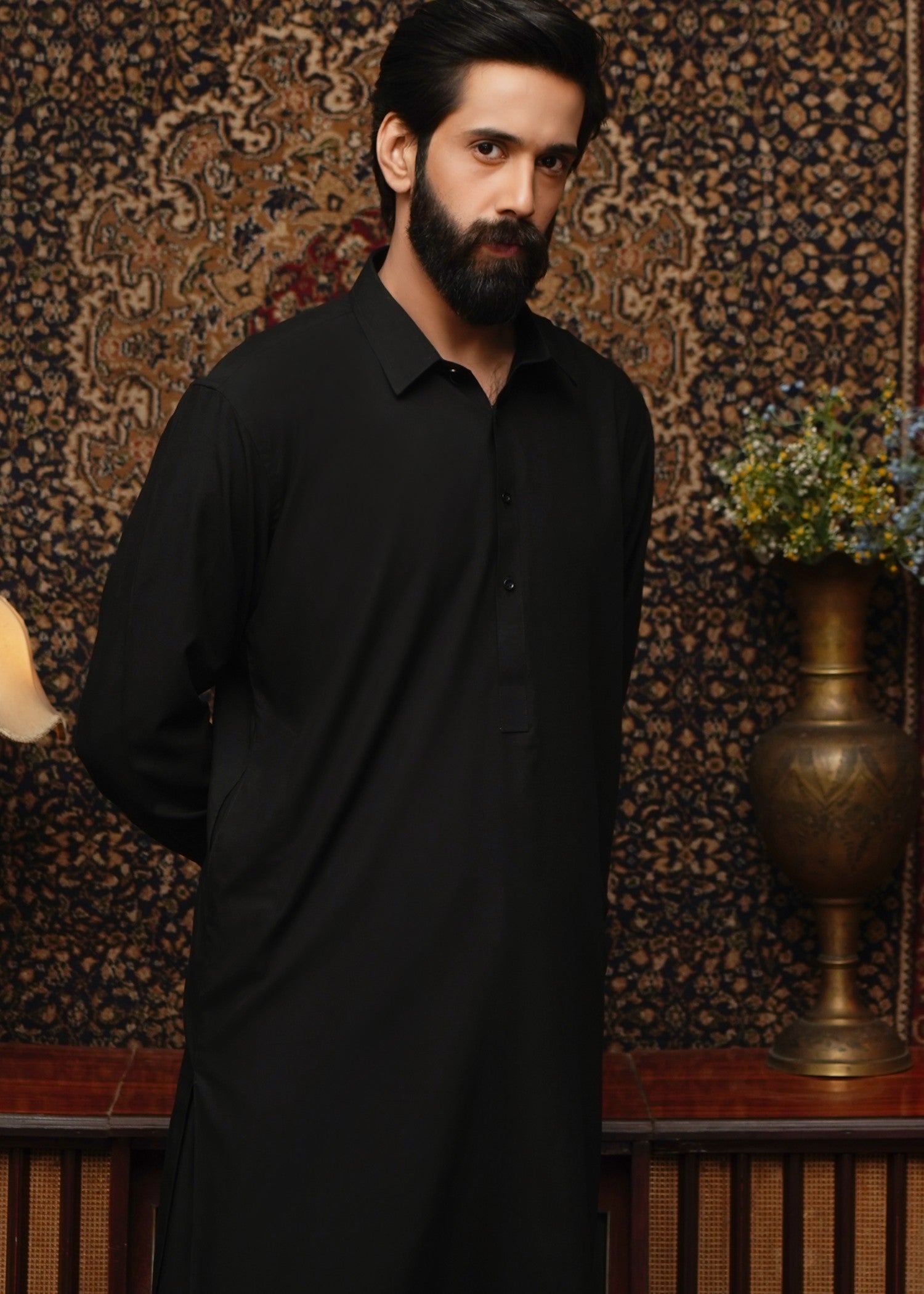 wash & wear Shalwar Kameez in Jet black