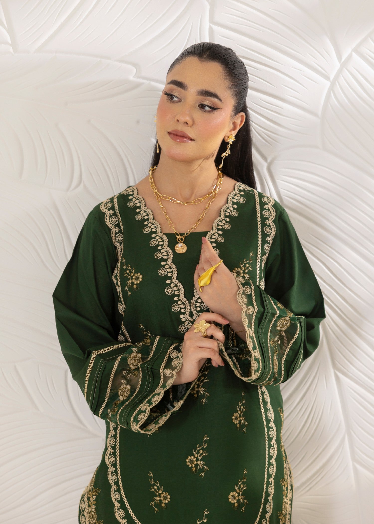 cotton dobby Kurta Set in Green