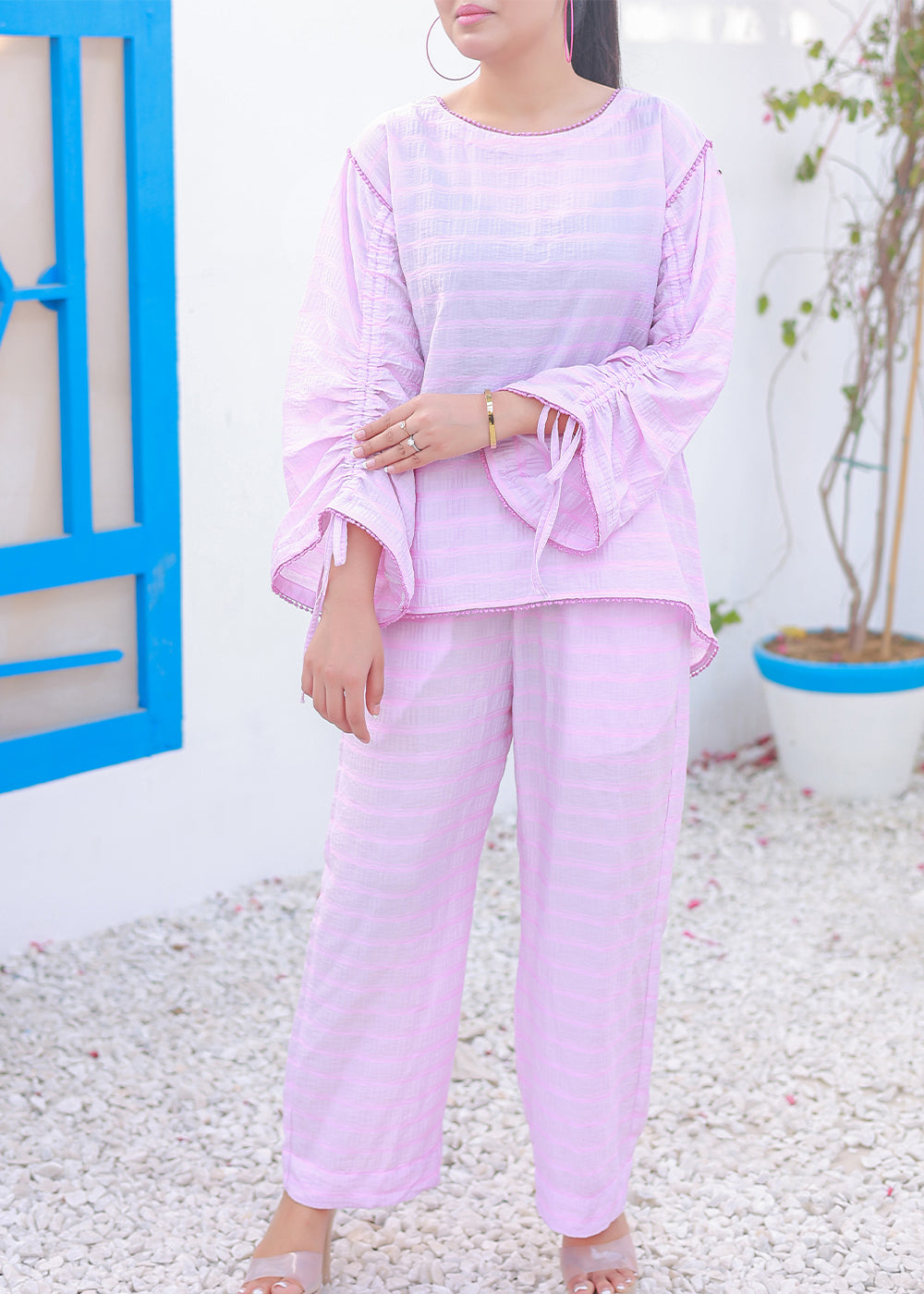 cotton Co ord Sets in Light pink