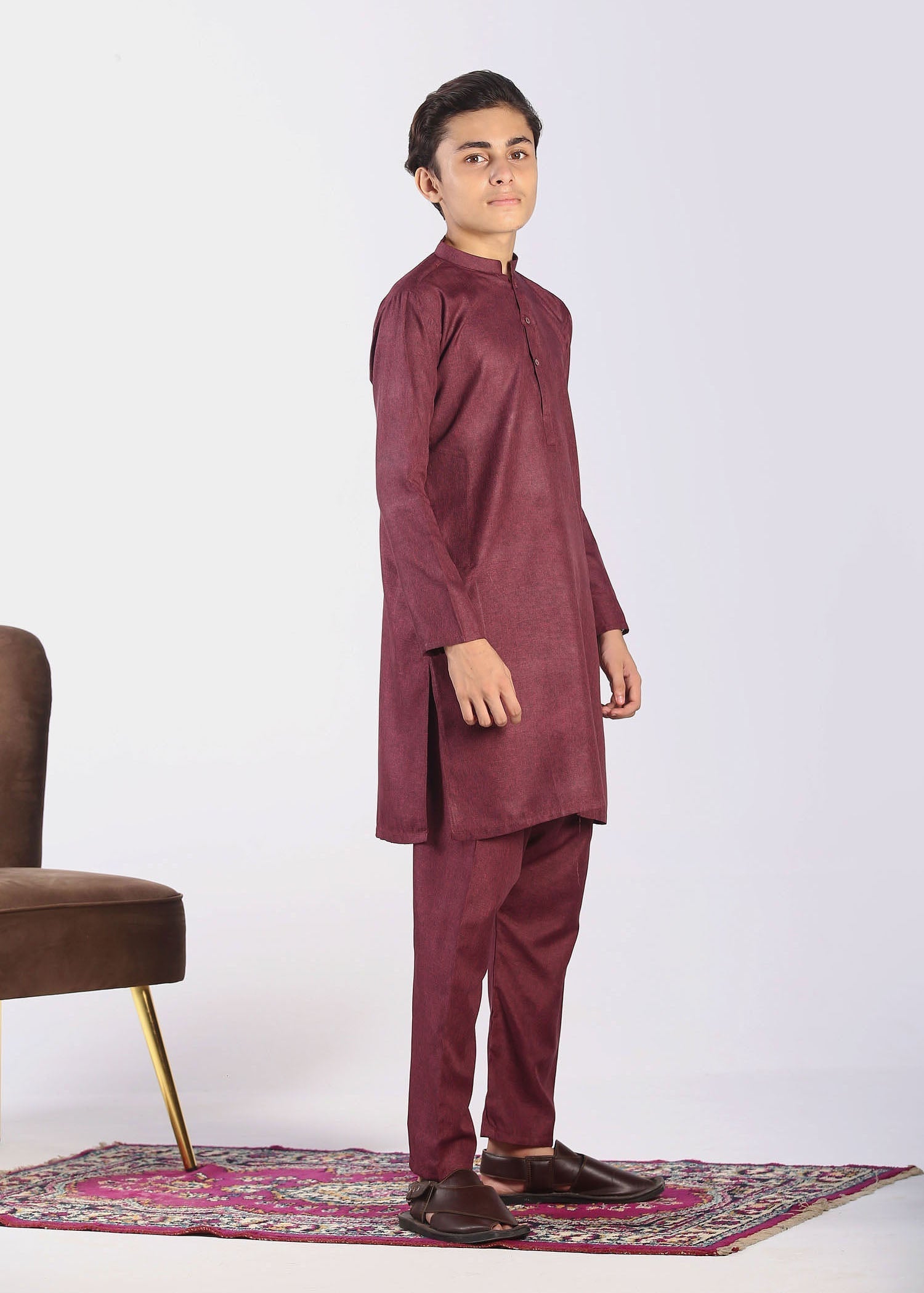 wash & wear Kurta Set in Burgundy