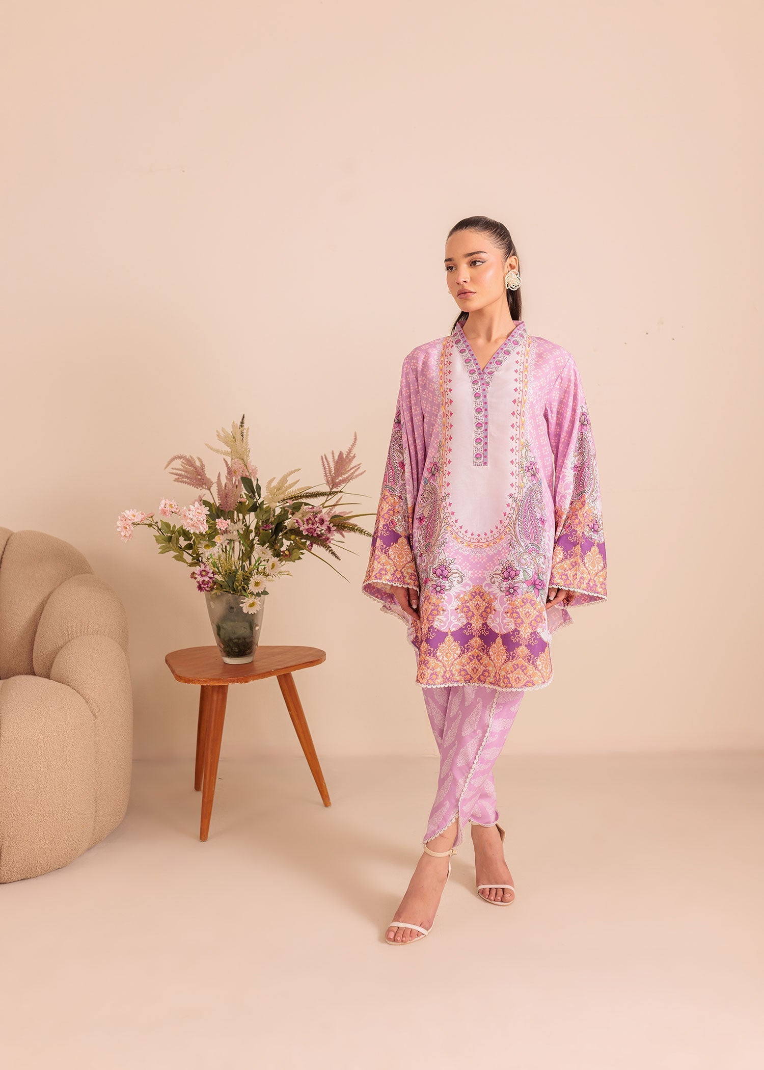 lawn Co Ord Sets in Lavender pink