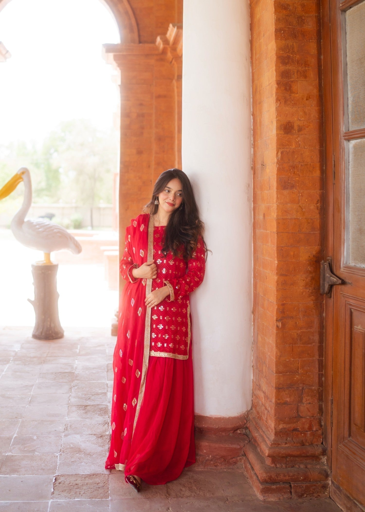 bemberg crinkle chiffon Sharara in Raspberry pink