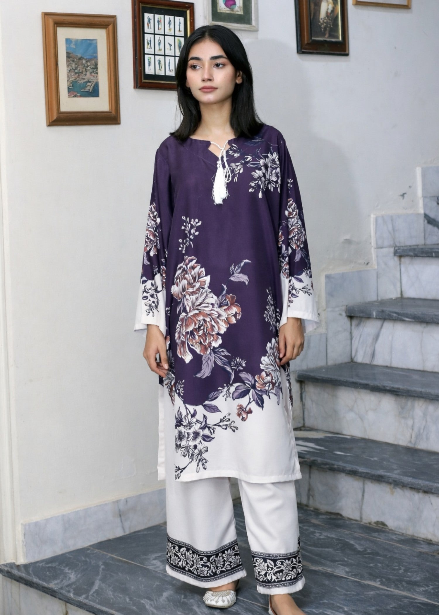 poly lawn Co Ord Sets in Deep purple